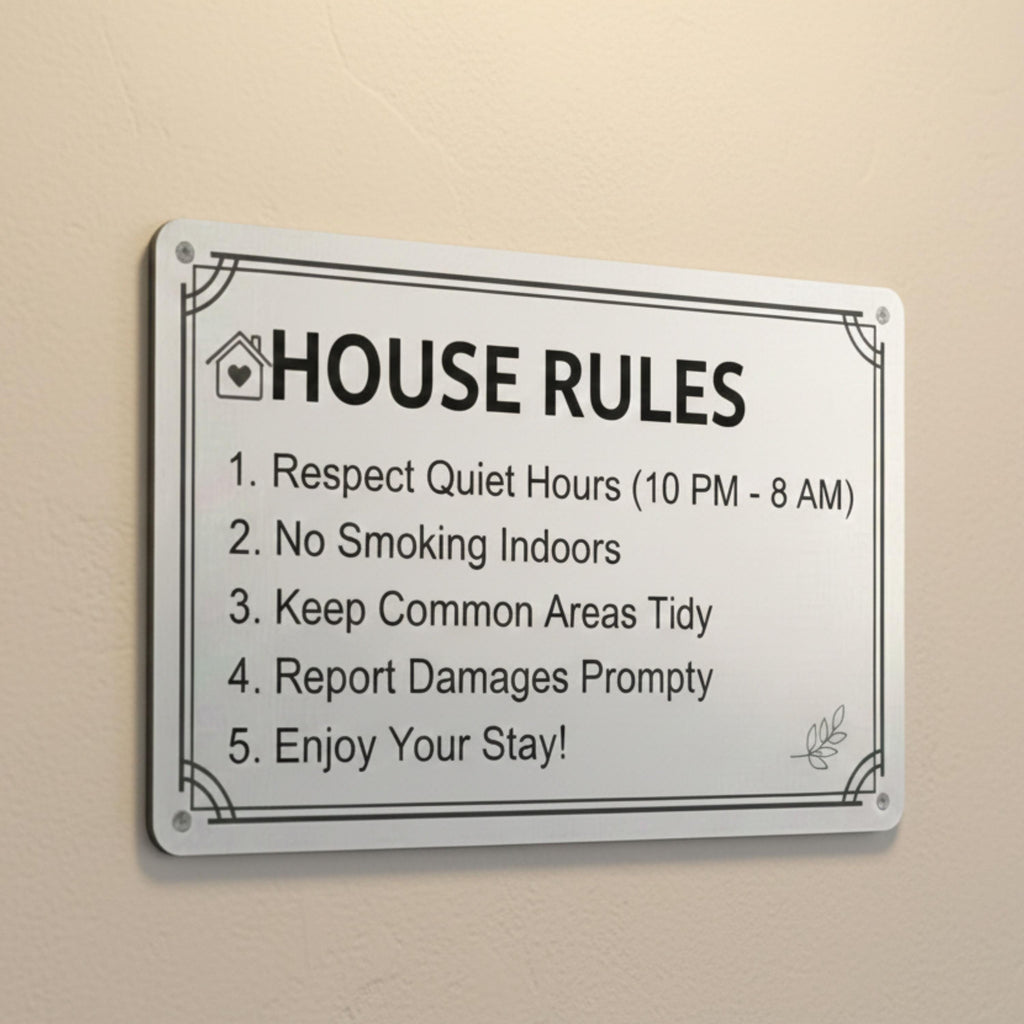 Custom House Rules Metal Sign, Personalized Airbnb Host Signs, Vacation Rental Wall Decor