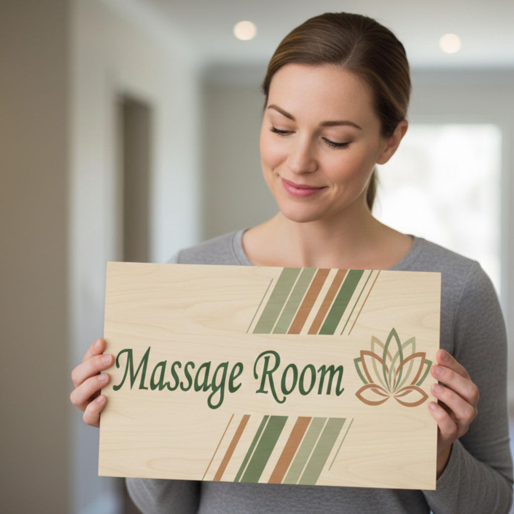 Massage Room Metal Sign | Spa Salon Decor | Lotus Flower Relaxation Plaque | Wellness Center Wall Art | Holistic Therapy Gift