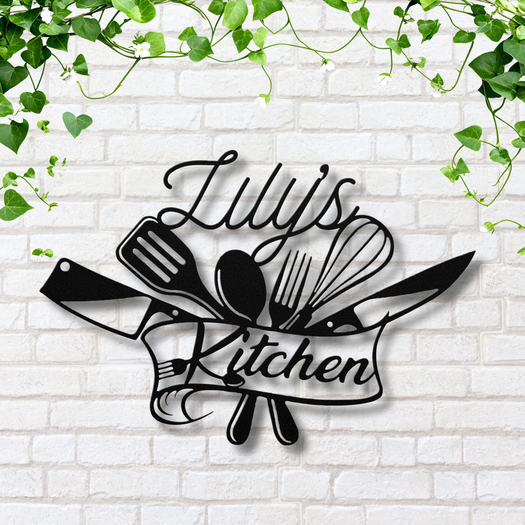 Personalized Kitchen Metal Sign, Custom Chef Decor