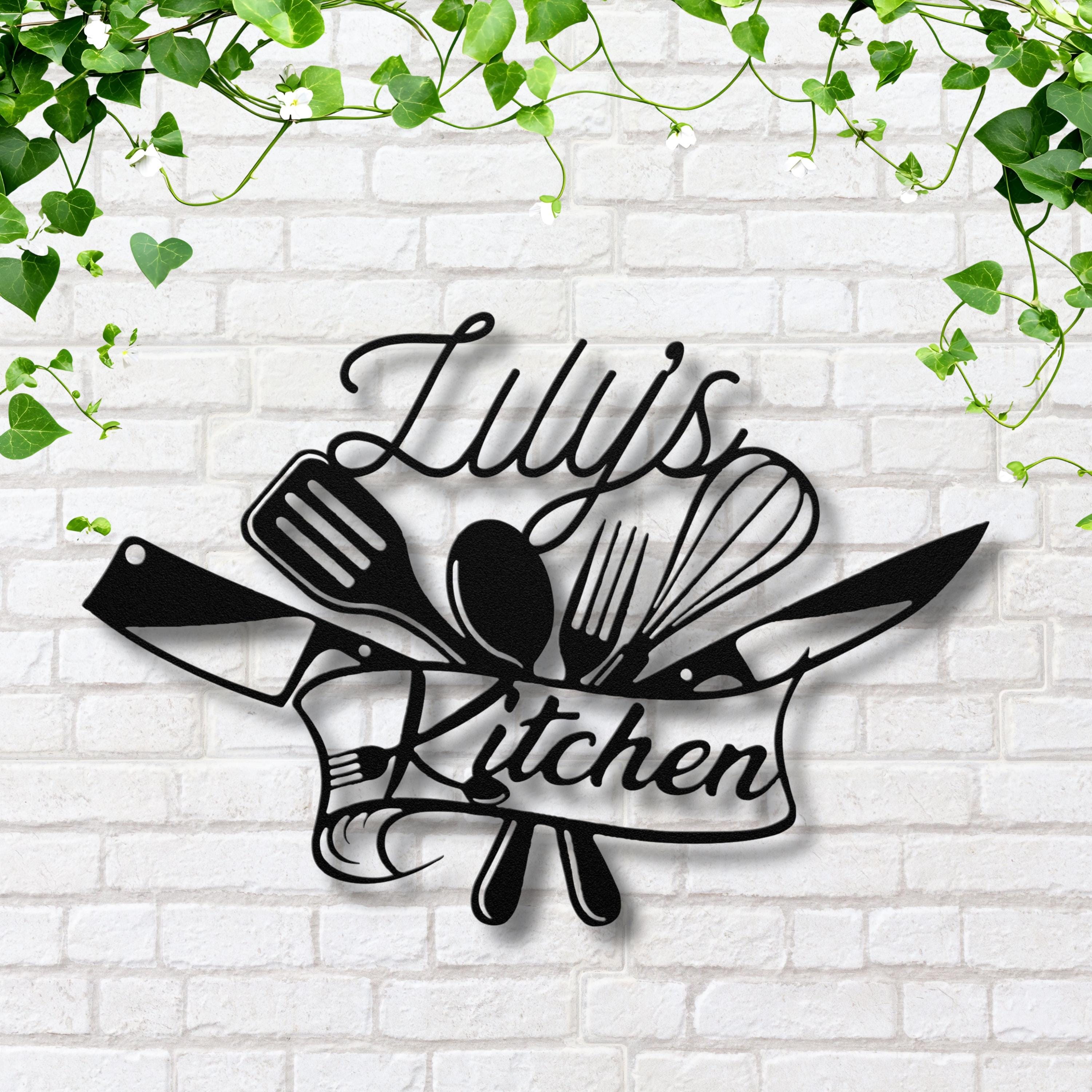 Personalized Kitchen Metal Sign, Custom Chef Decor