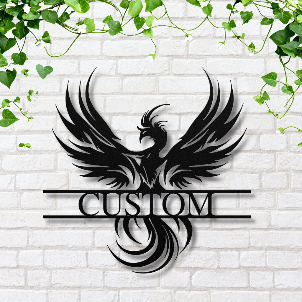 Custom Phoenix Metal Sign, Personalized Name Monogram, Housewarming Gift