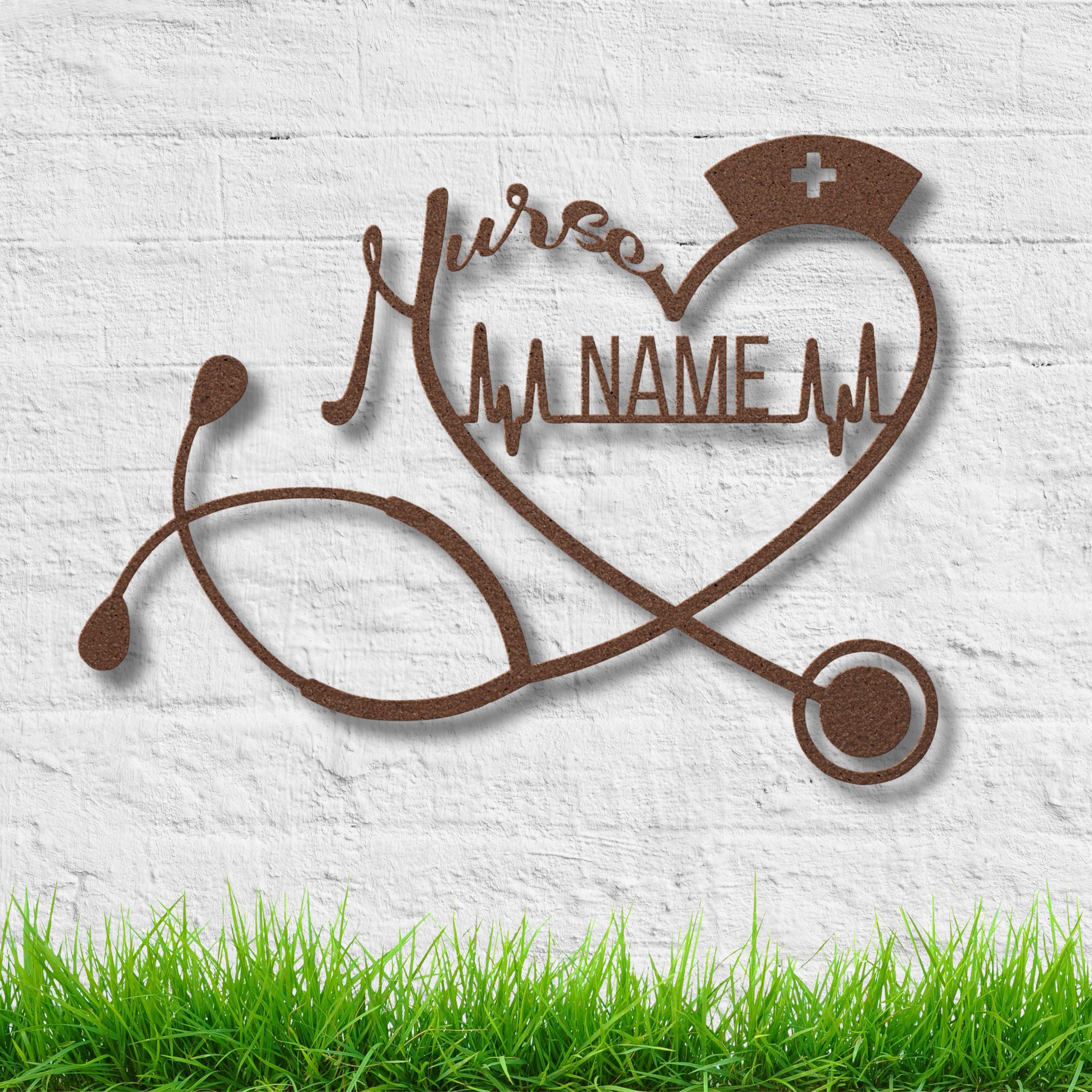 Personalized Nurse Sign - Custom Nurse Metal Sign | Stethoscope Wall Art Gift
