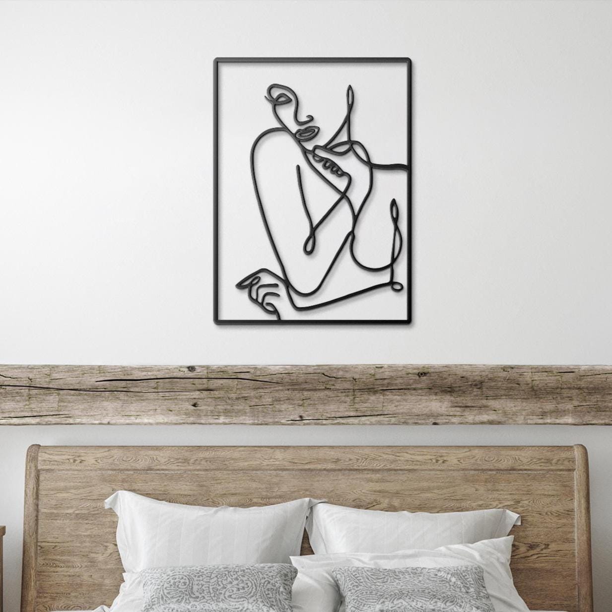 Minimalist Metal Woman Line Art, Abstract Female Figure, Modern Home Decor