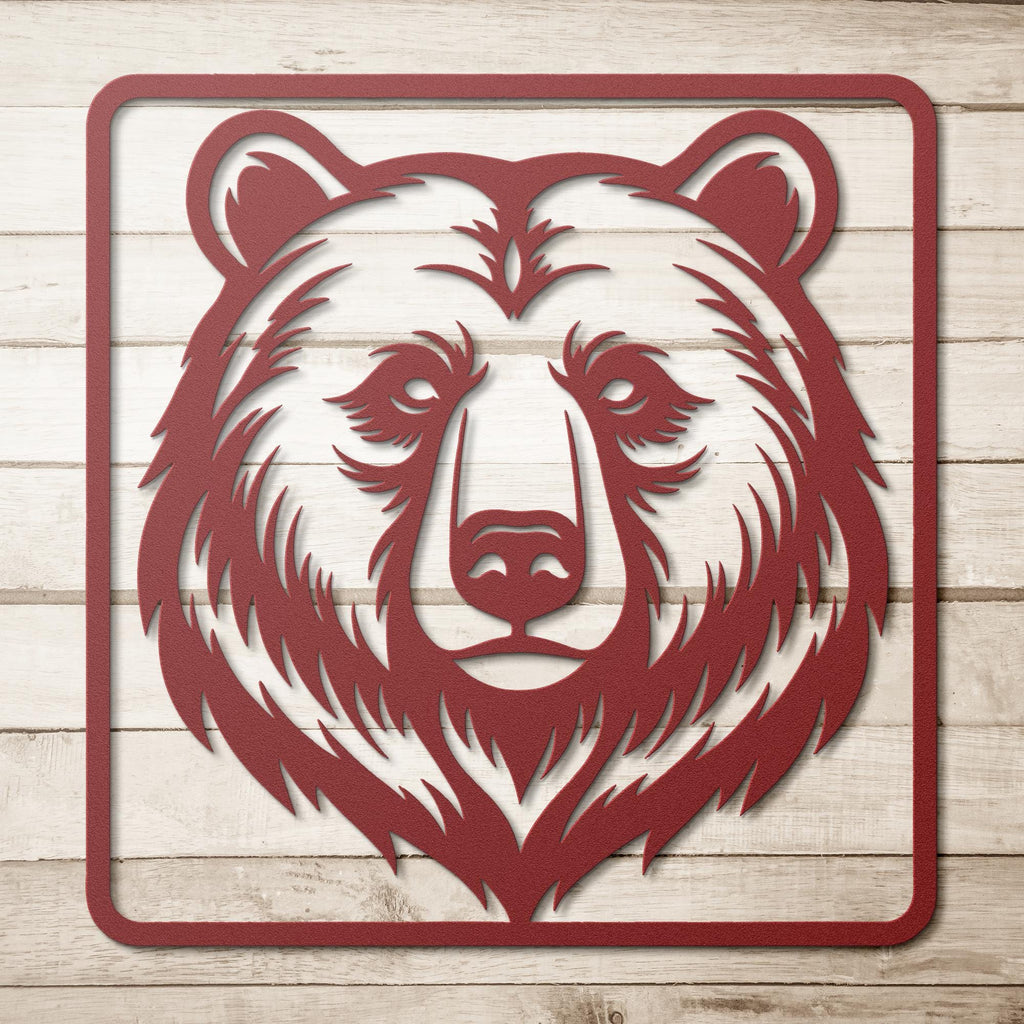 Grizzly Bear Head Metal Wall Art, Cabin Decor