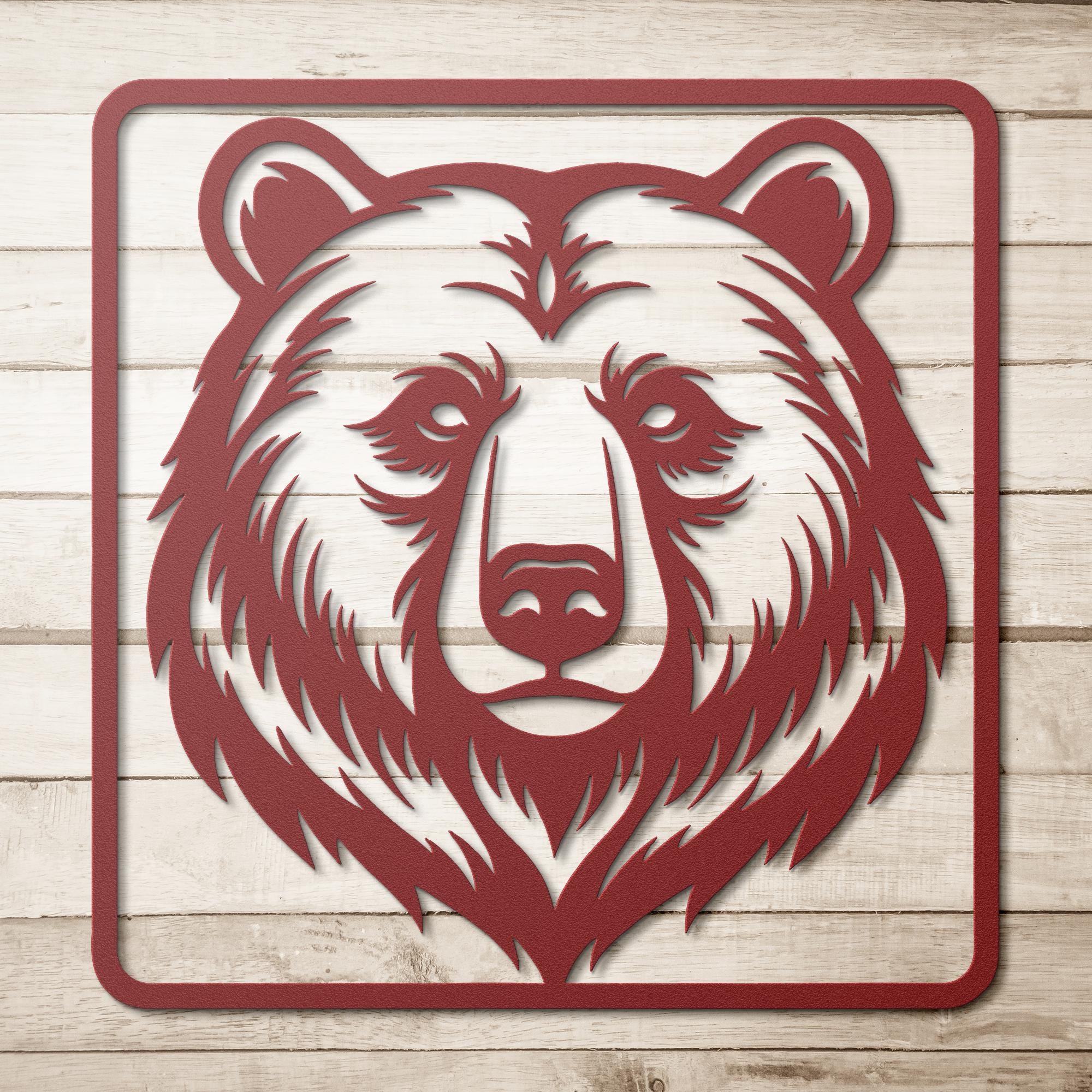 Grizzly Bear Head Metal Wall Art, Cabin Decor