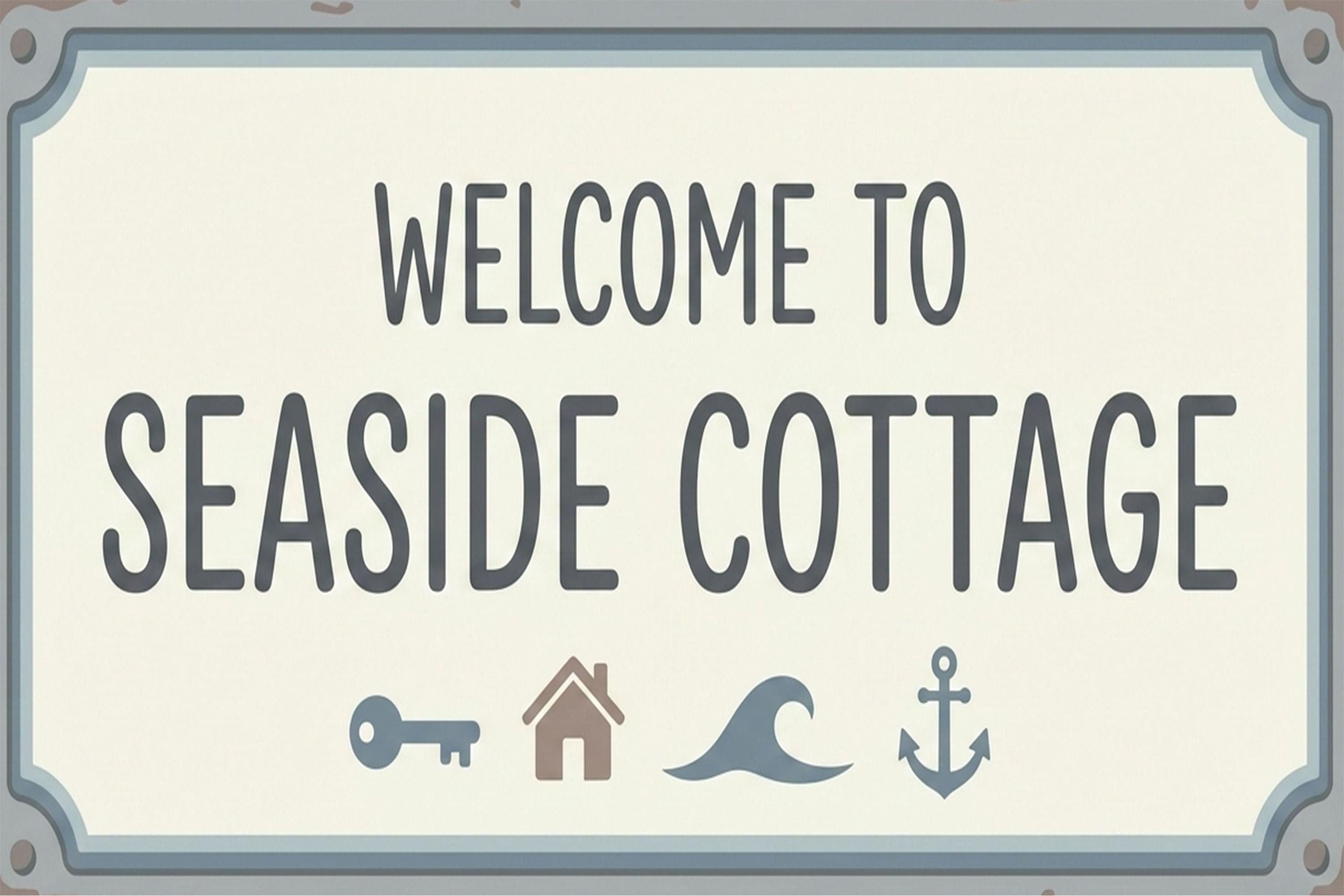 Custom Seaside Cottage Metal Sign, Nautical Welcome Plaque, Coastal Wall Decor