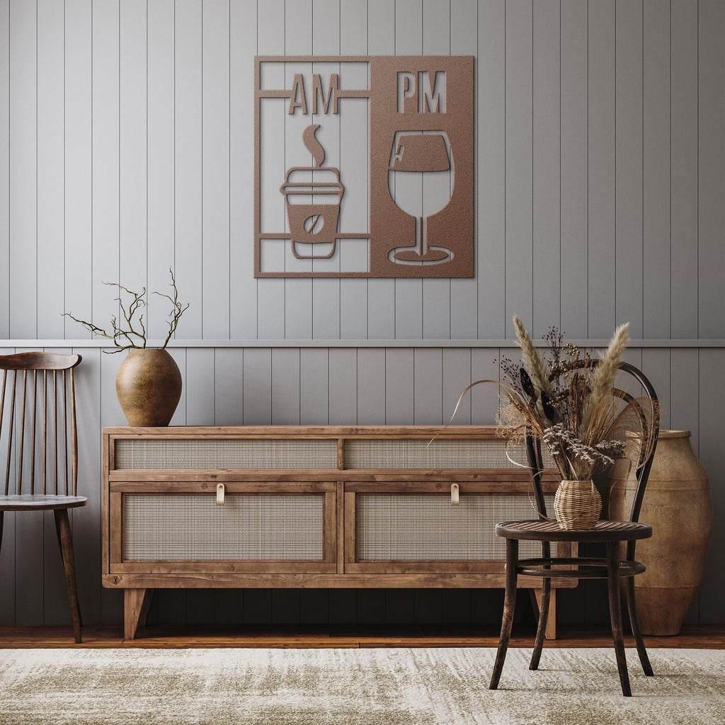 Coffee & Wine Metal Wall Art | AM PM Drink Sign