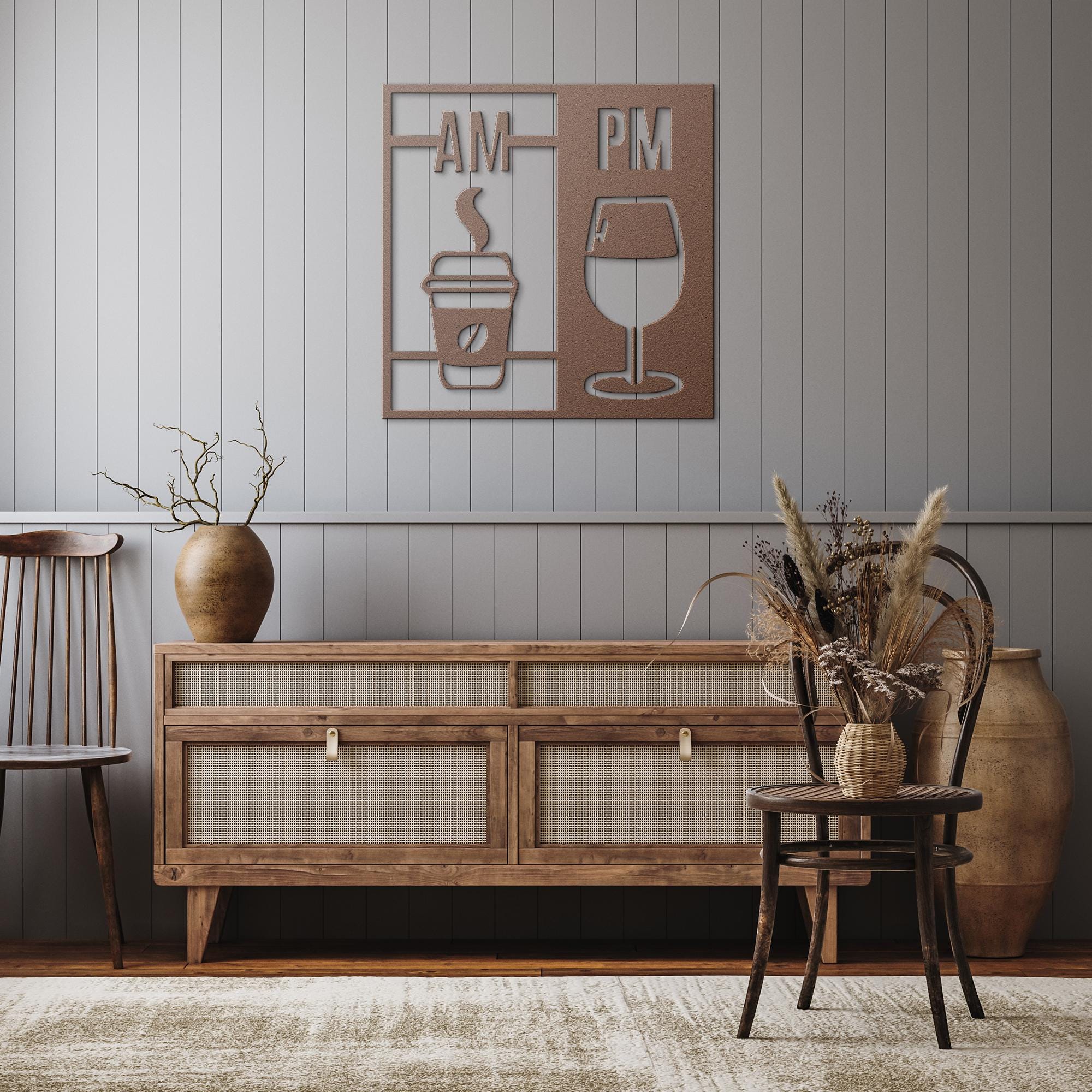 Coffee & Wine Metal Wall Art | AM PM Drink Sign