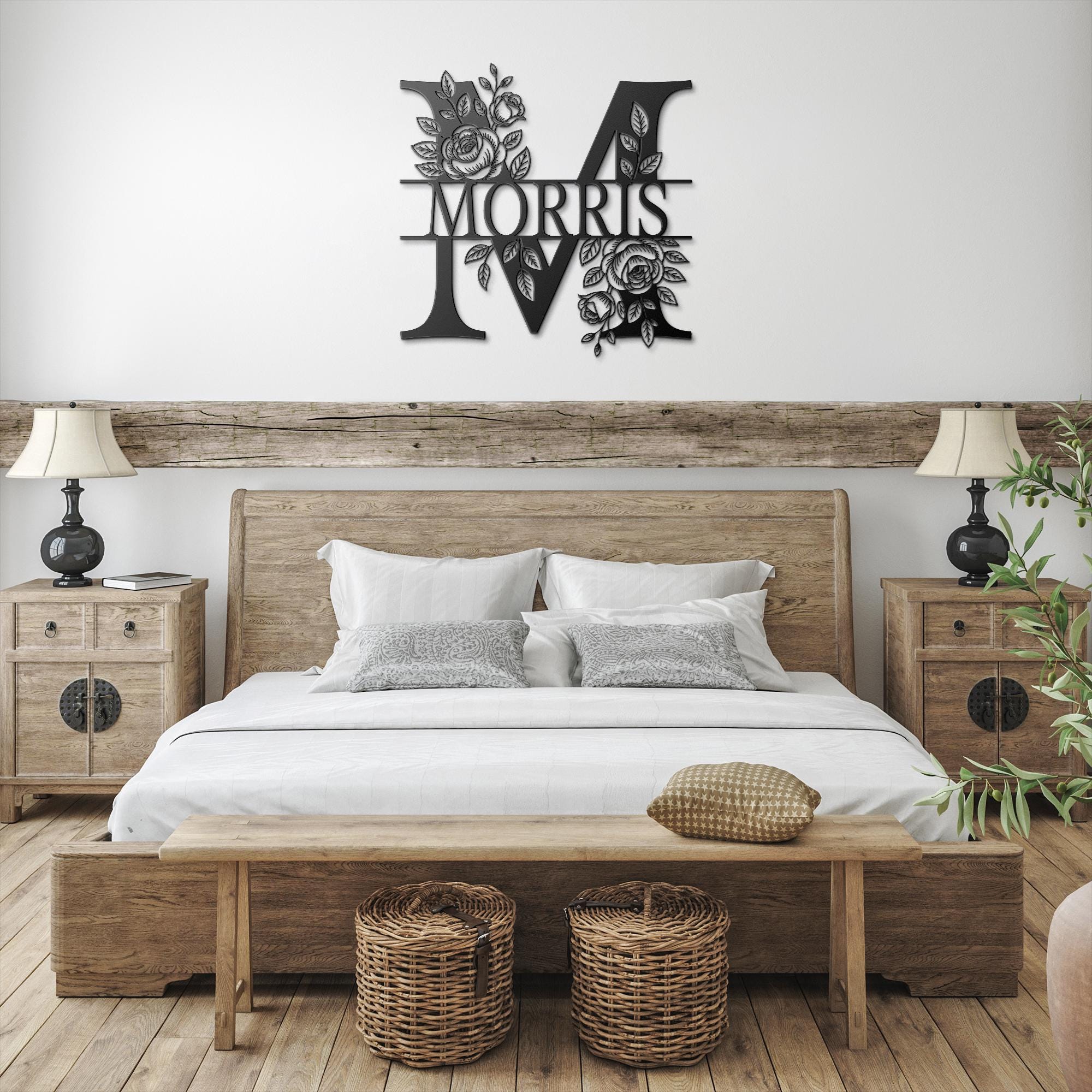 Floral Family Name Sign: Custom Metal Wall Art