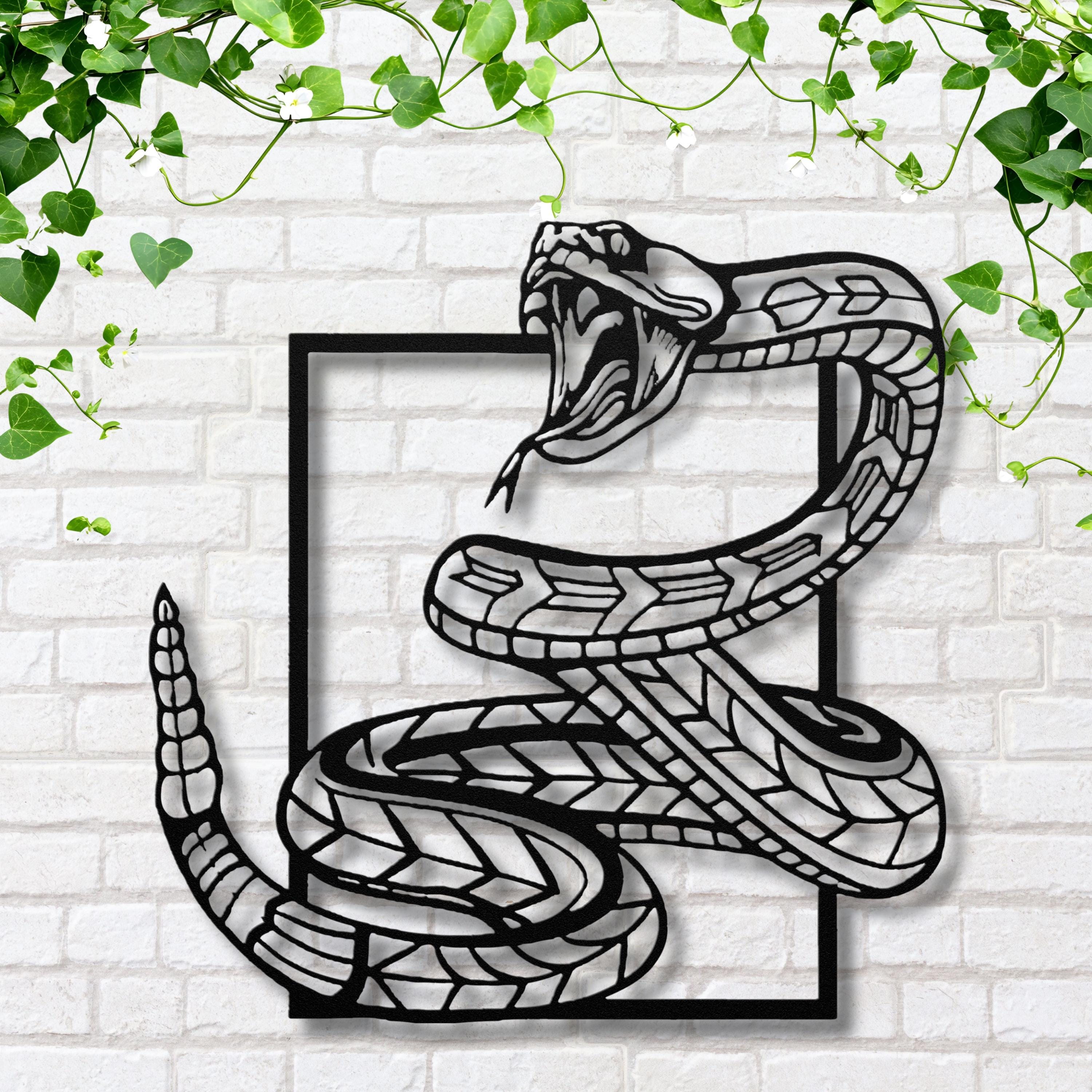 Rattlesnake Metal Sign - Coiled Rattlesnake Art | Durable Steel Wildlife Decor