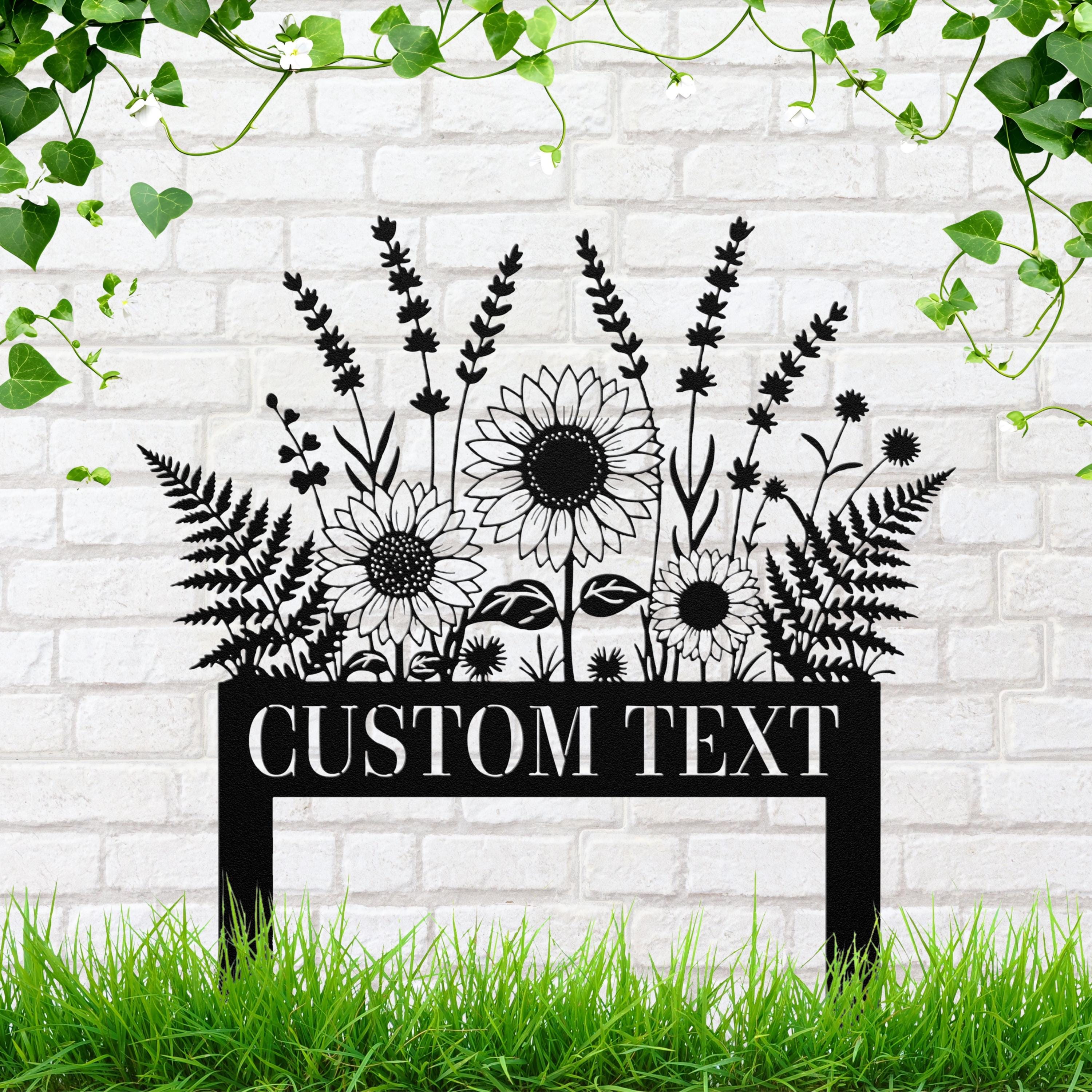 Personalized Metal Sign - Custom Garden Marker With Sunflower Yard Decor