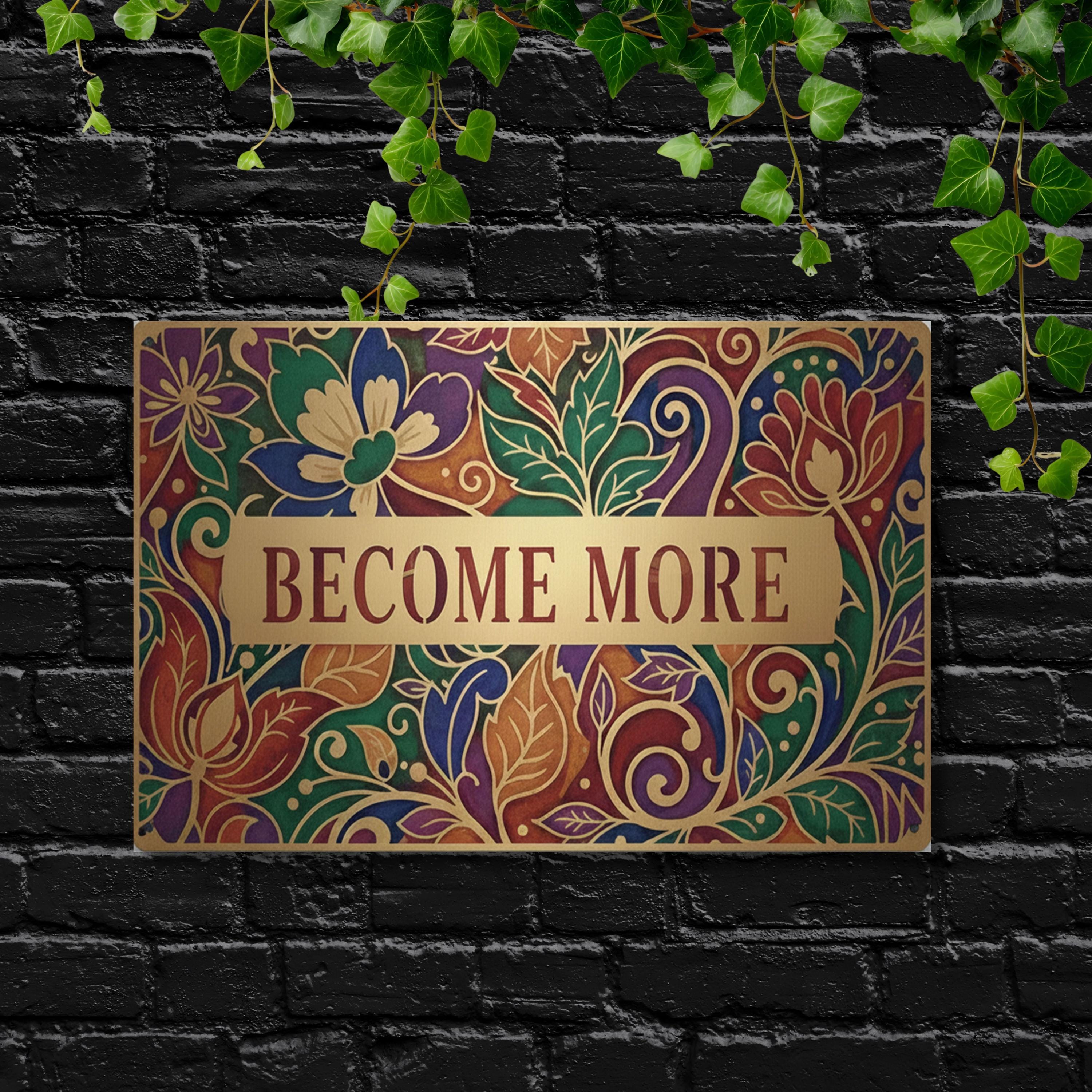 Become More Metal Sign, Floral Art Nouveau Wall Decor, Motivational Gift, Colorful Home Art