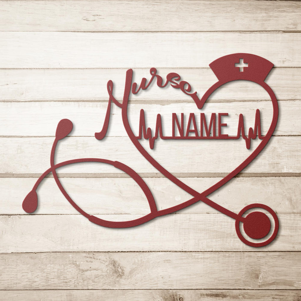 Personalized Nurse Sign - Custom Nurse Metal Sign | Stethoscope Wall Art Gift