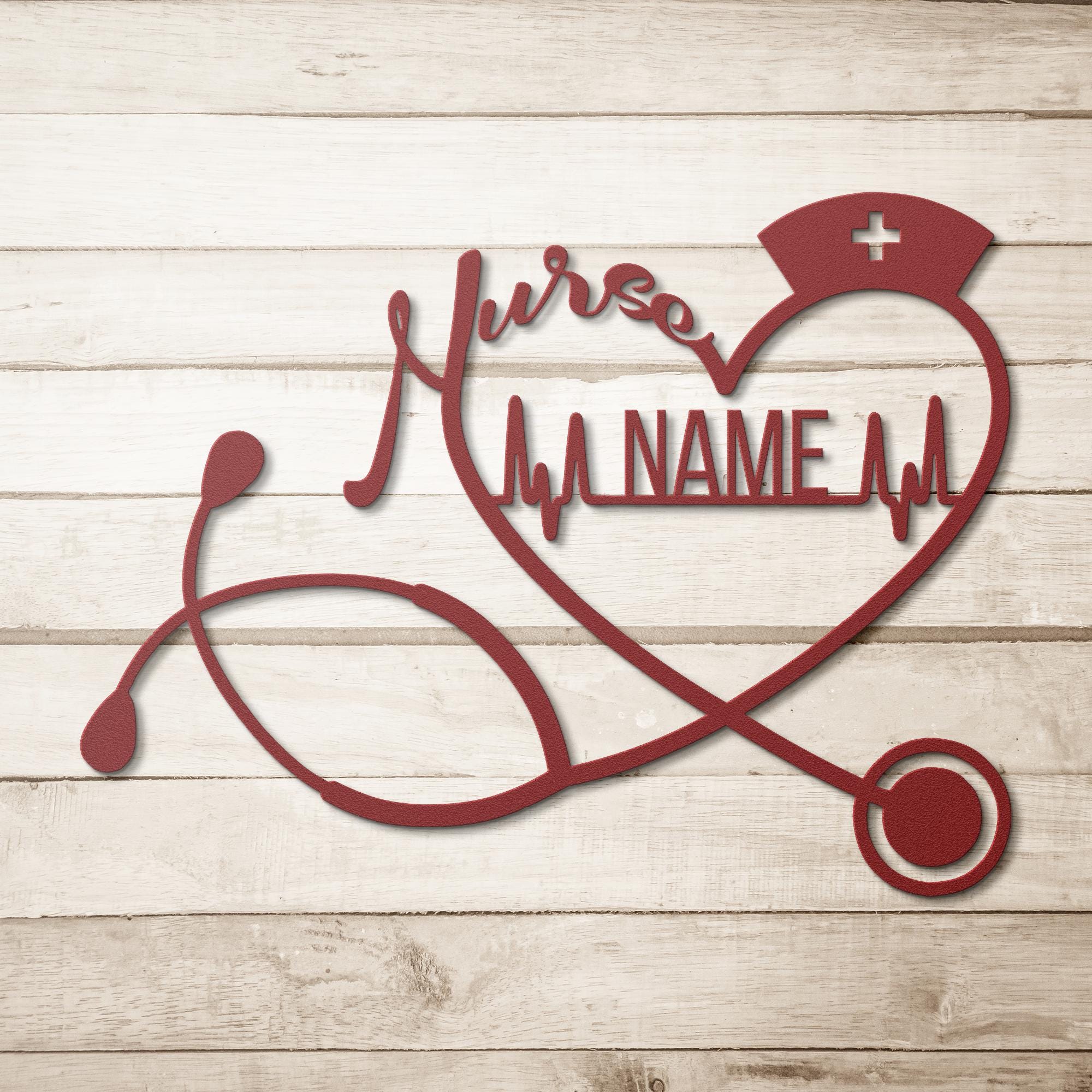 Personalized Nurse Sign - Custom Nurse Metal Sign | Stethoscope Wall Art Gift