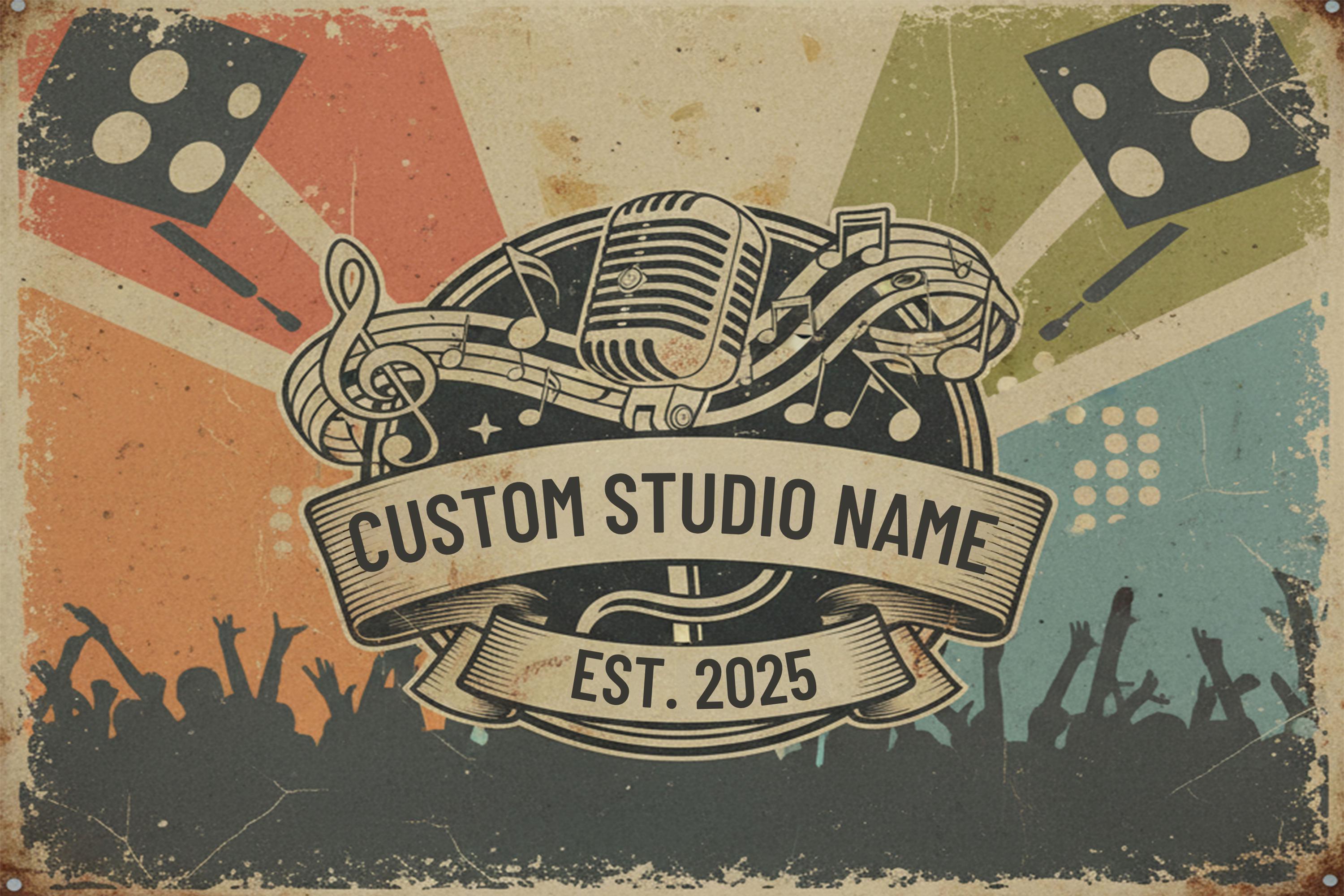 Custom Studio Sign - Vintage Music Decor | Personalized Metal Plaque for Recording Studio