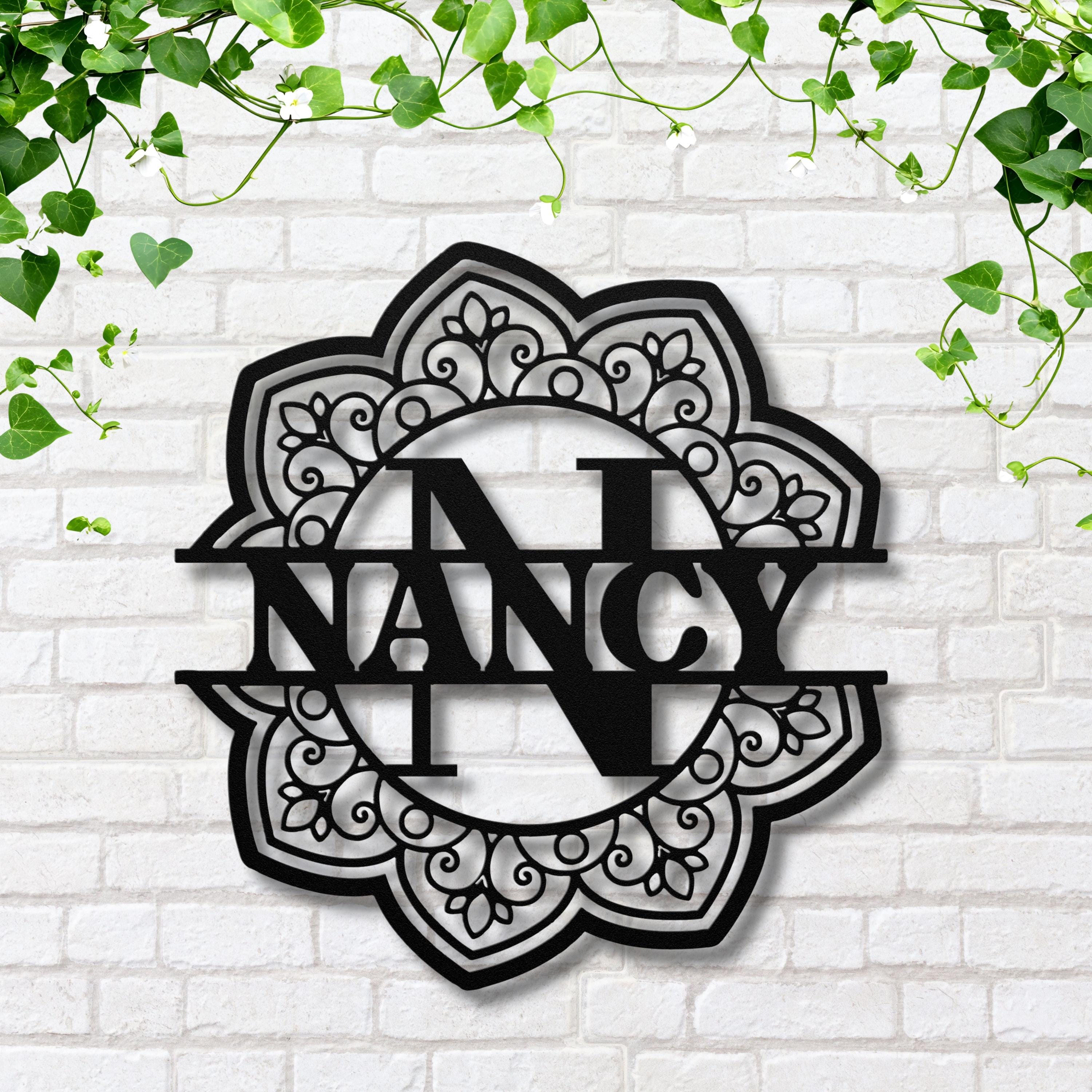 Personalized Mandala Metal Sign, Split Letter Custom Name Art, Bohemian Wall Decor, Yoga Studio Sign, Spiritual Gift for Her