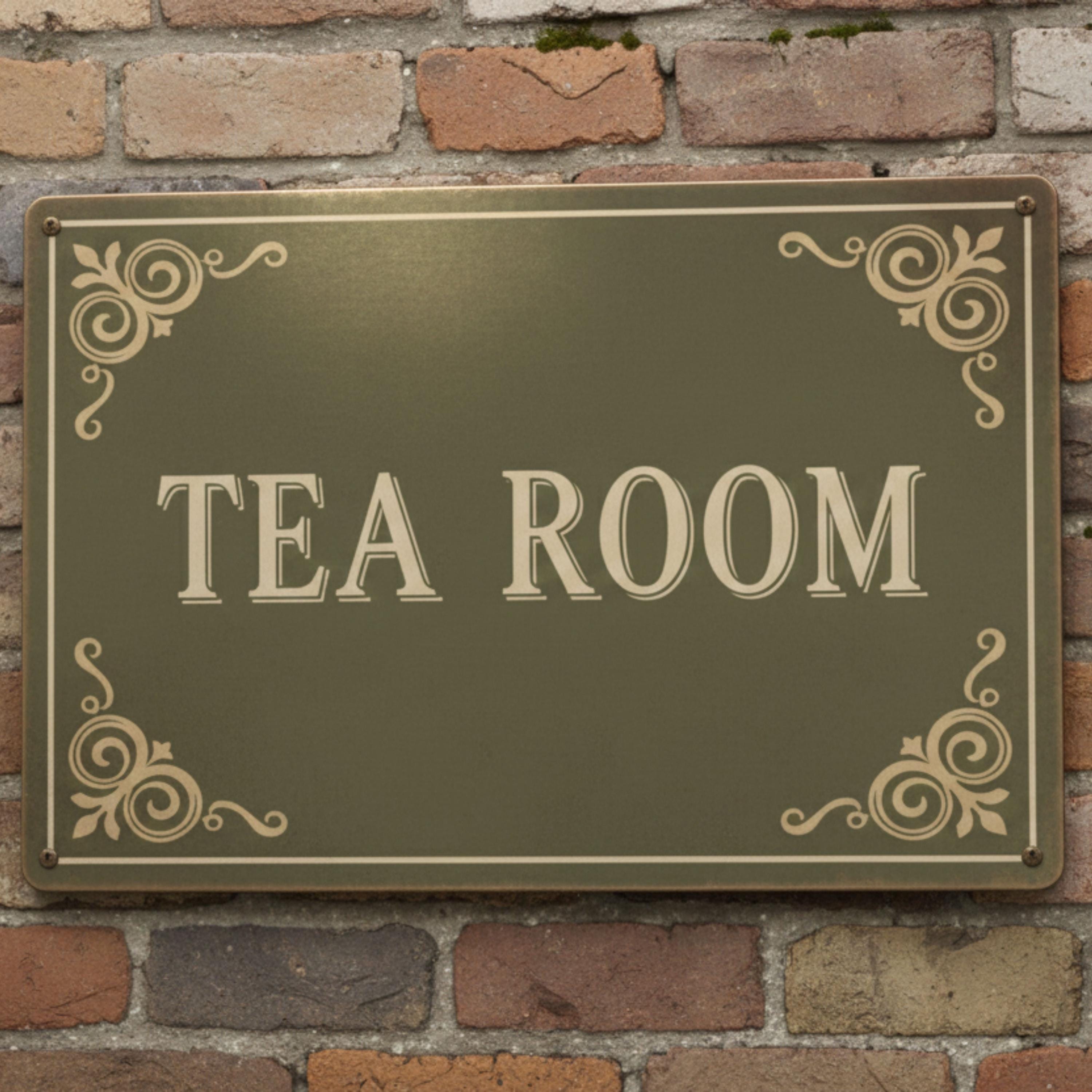 Vintage Tea Room Metal Sign, Old Fashioned Cafe Wall Decor, Cottage Core Kitchen Art Gift