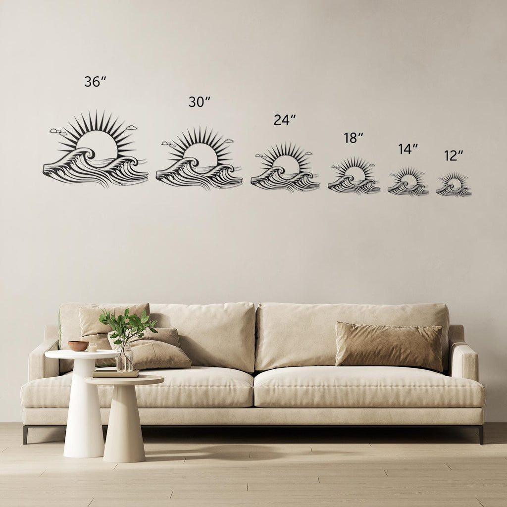 Ocean Waves Metal Sign - Custom Die Cut Metal Art for Beach House Decor