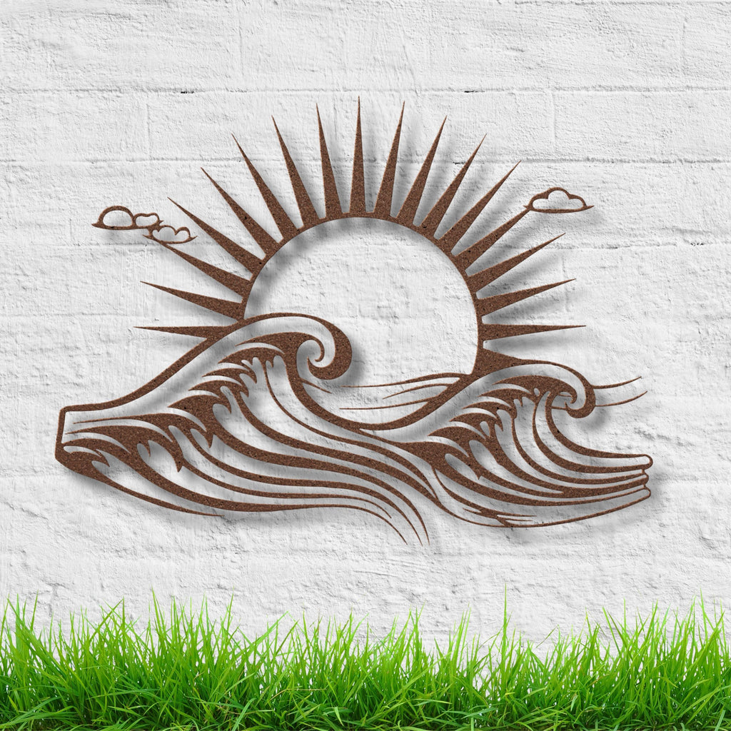 Ocean Waves Metal Sign - Custom Die Cut Metal Art for Beach House Decor