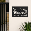 Welcome To Our Home Metal Sign, Bird & Vine Decor