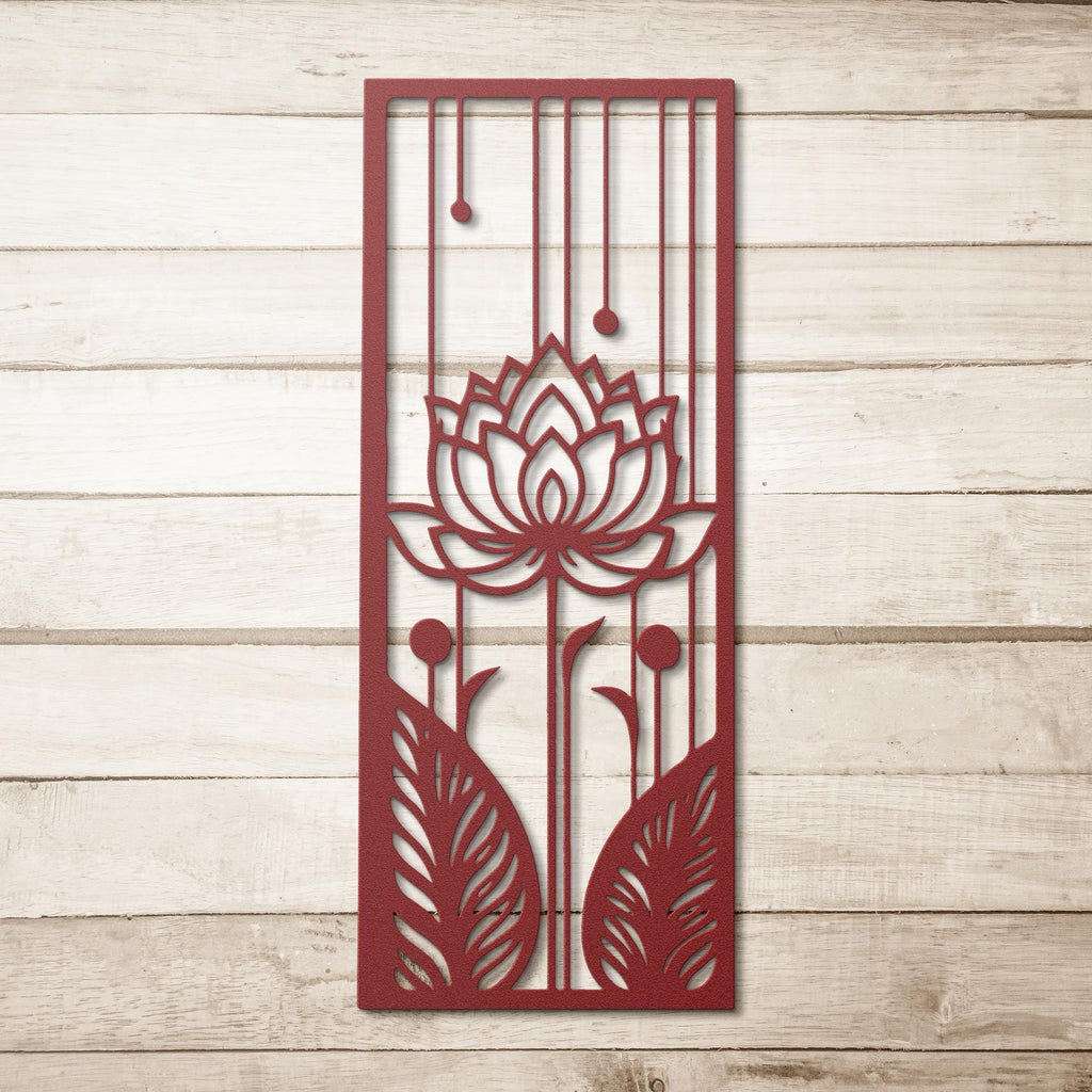 Lotus Flower Metal Wall Art, Zen Floral Decor, Yoga Studio Sign, Botanical Wall Art