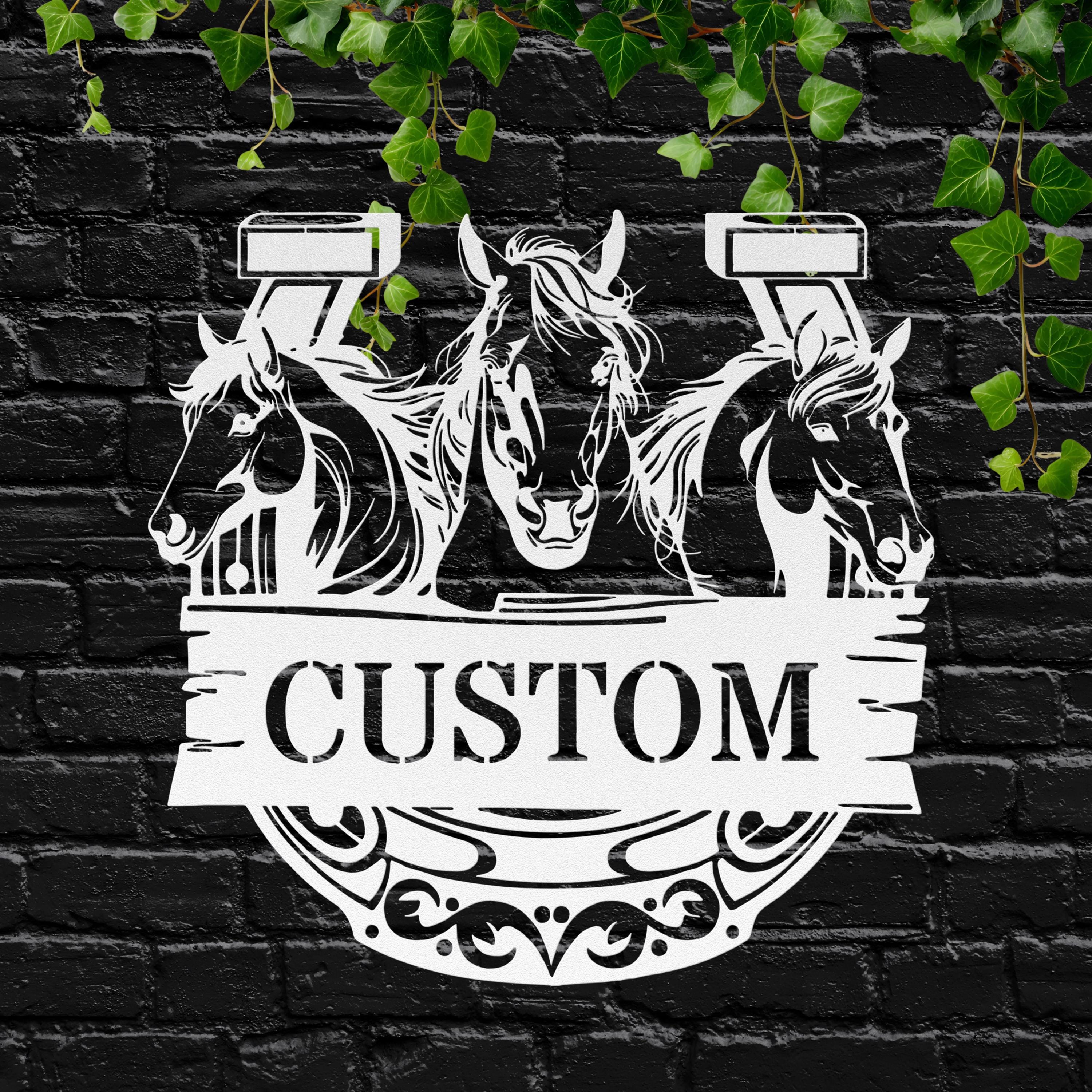 Custom Horse Metal Sign, Horseshoe Wall Art, Personalized Equestrian Decor, Gift for Ranch