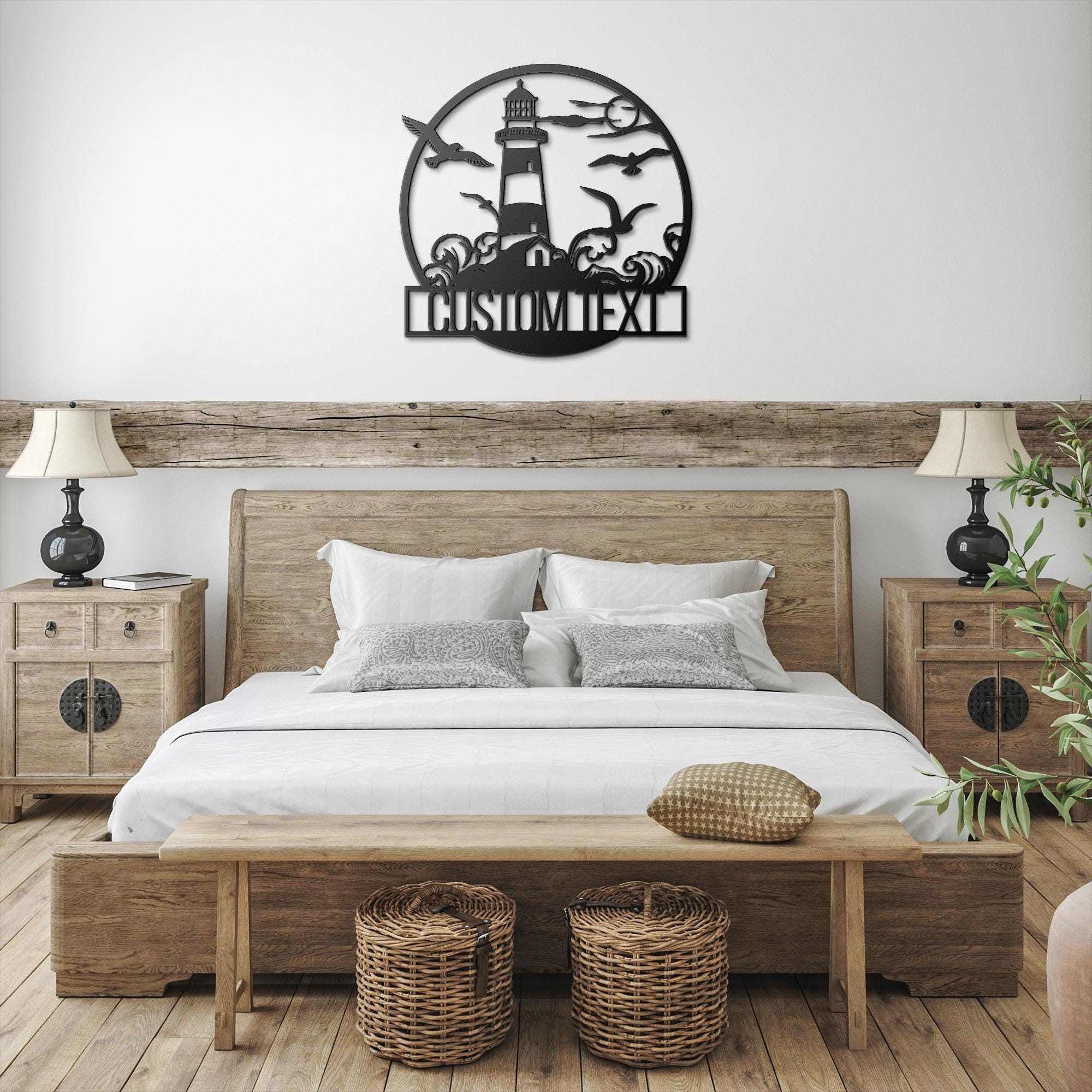 Personalized Lighthouse Metal Sign, Coastal Nautical Decor