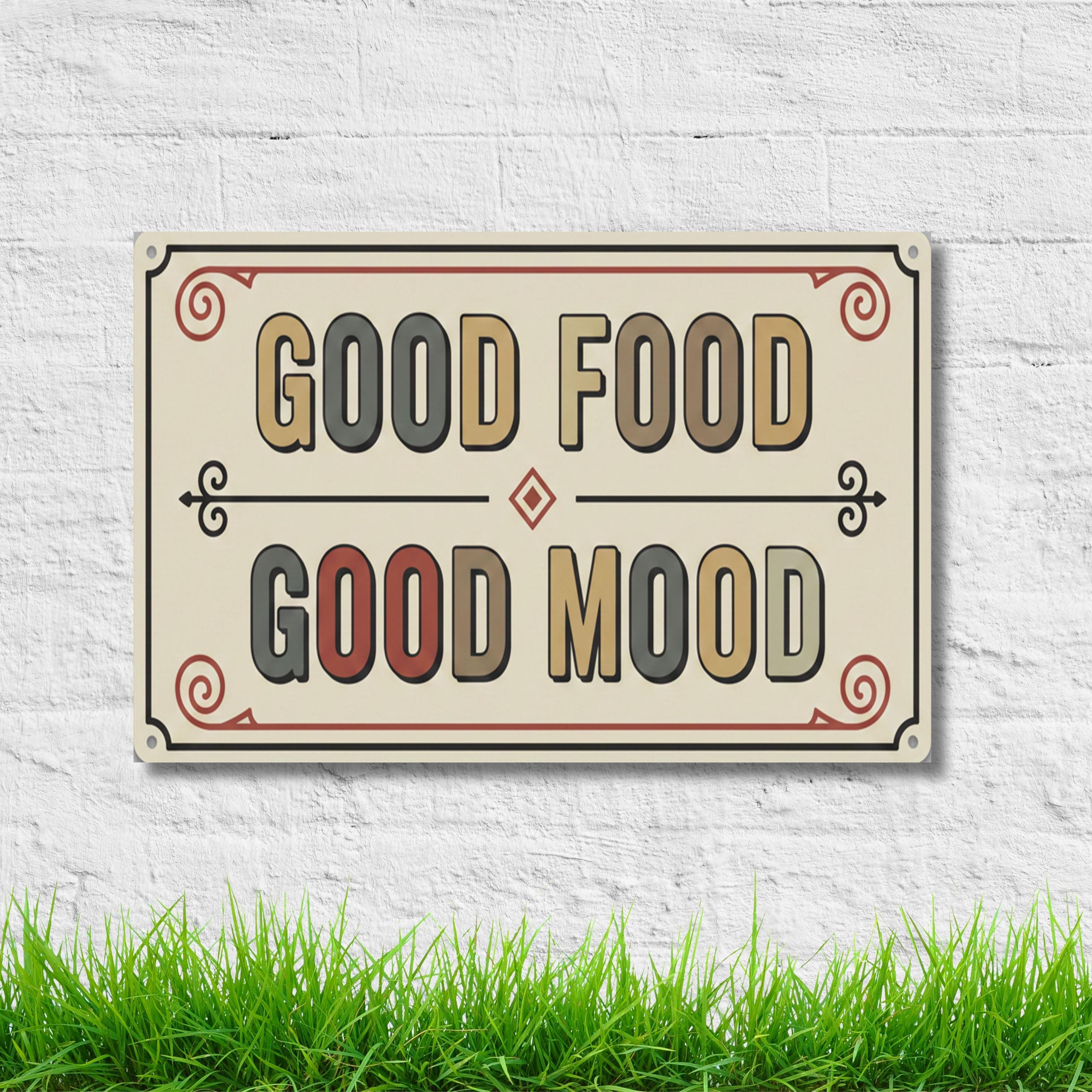 Good Food Good Mood Metal Sign, Kitchen Quote Wall Art, Dining Room Decor, Farmhouse Sign