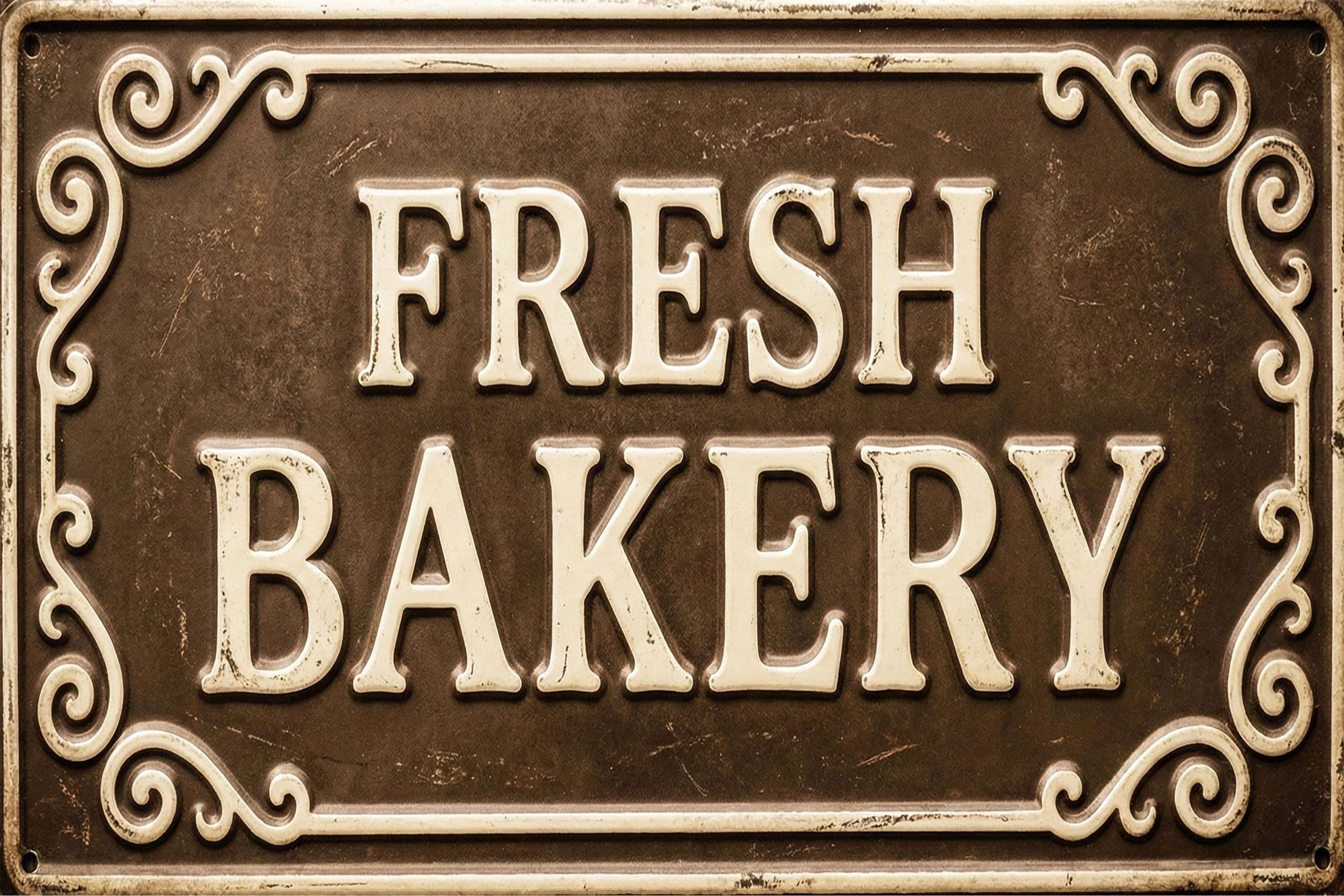 Vintage Bakery Metal Sign, Rustic Kitchen Decor, Fresh Baked Goods Wall Art, Coffee Shop Decor, Cafe Metal Plaque