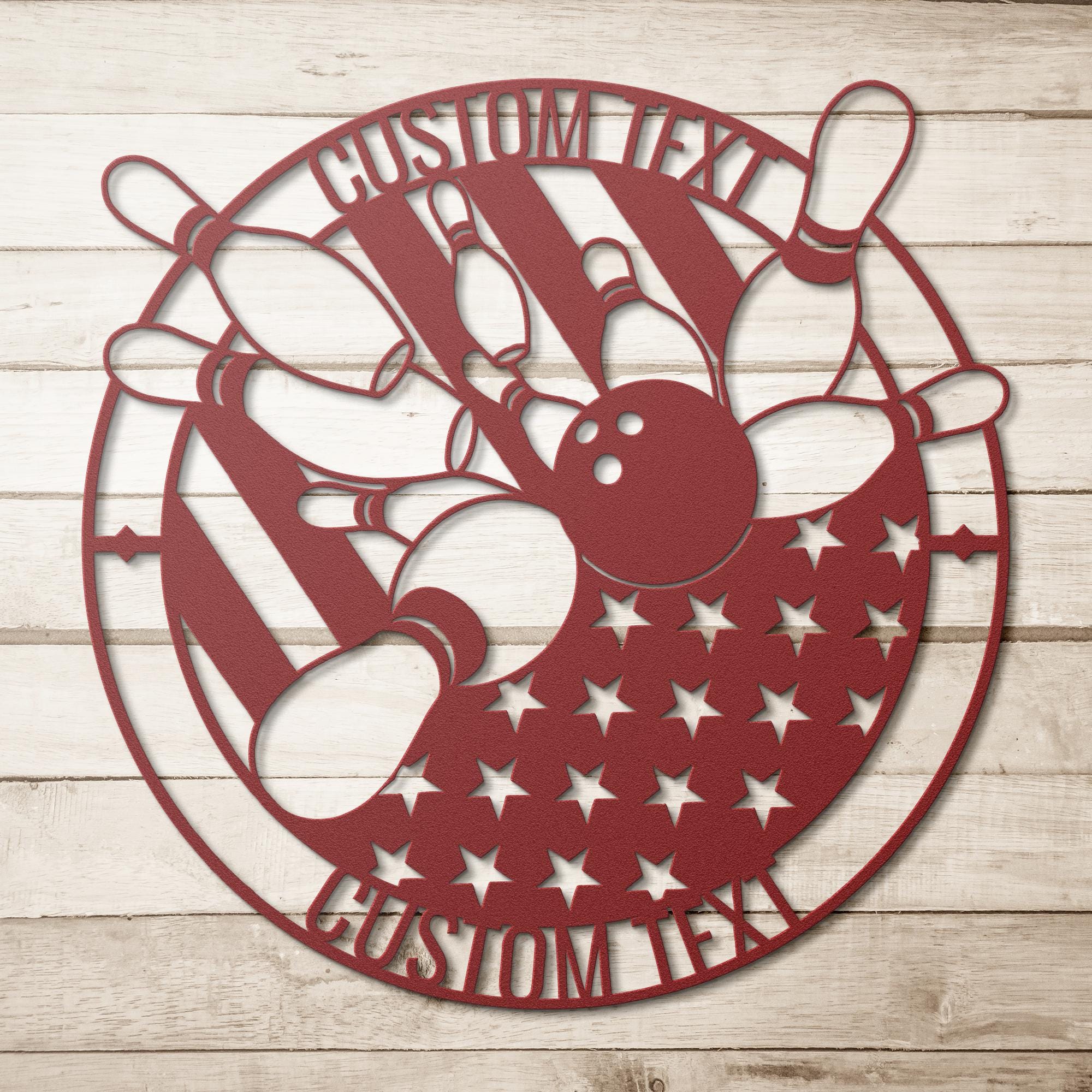 Custom Bowling Sign - Personalized American Flag Metal Decor | Strike Pin Artwork Gift