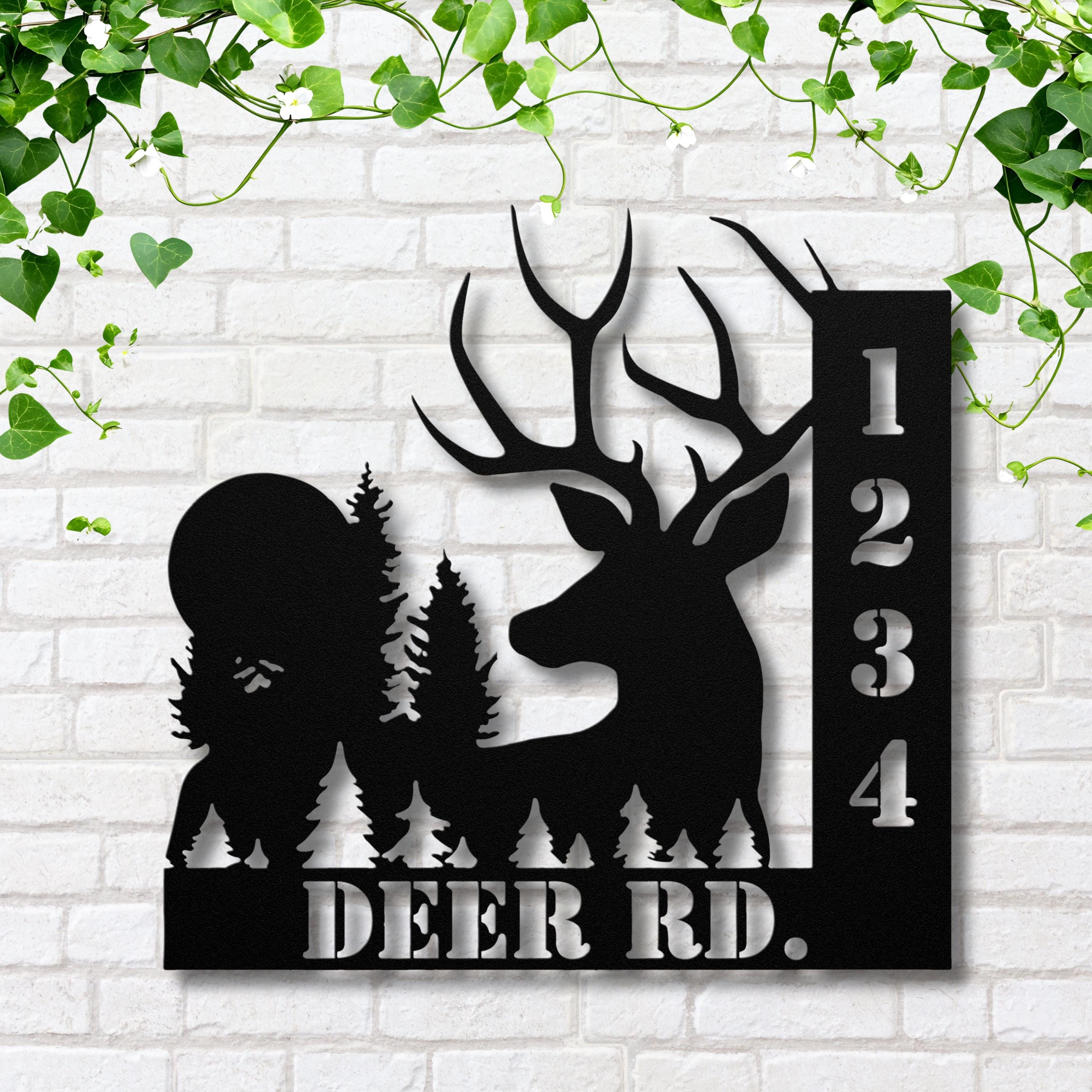 Personalized Deer Address Metal Sign, Cabin Decor