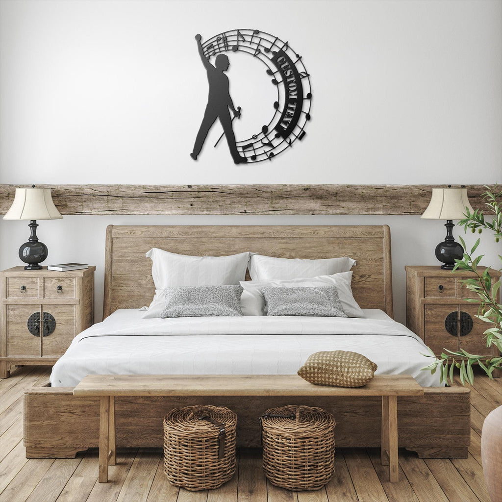 Personalized Musician Metal Sign, Rock Star Silhouette, Custom Music Notes