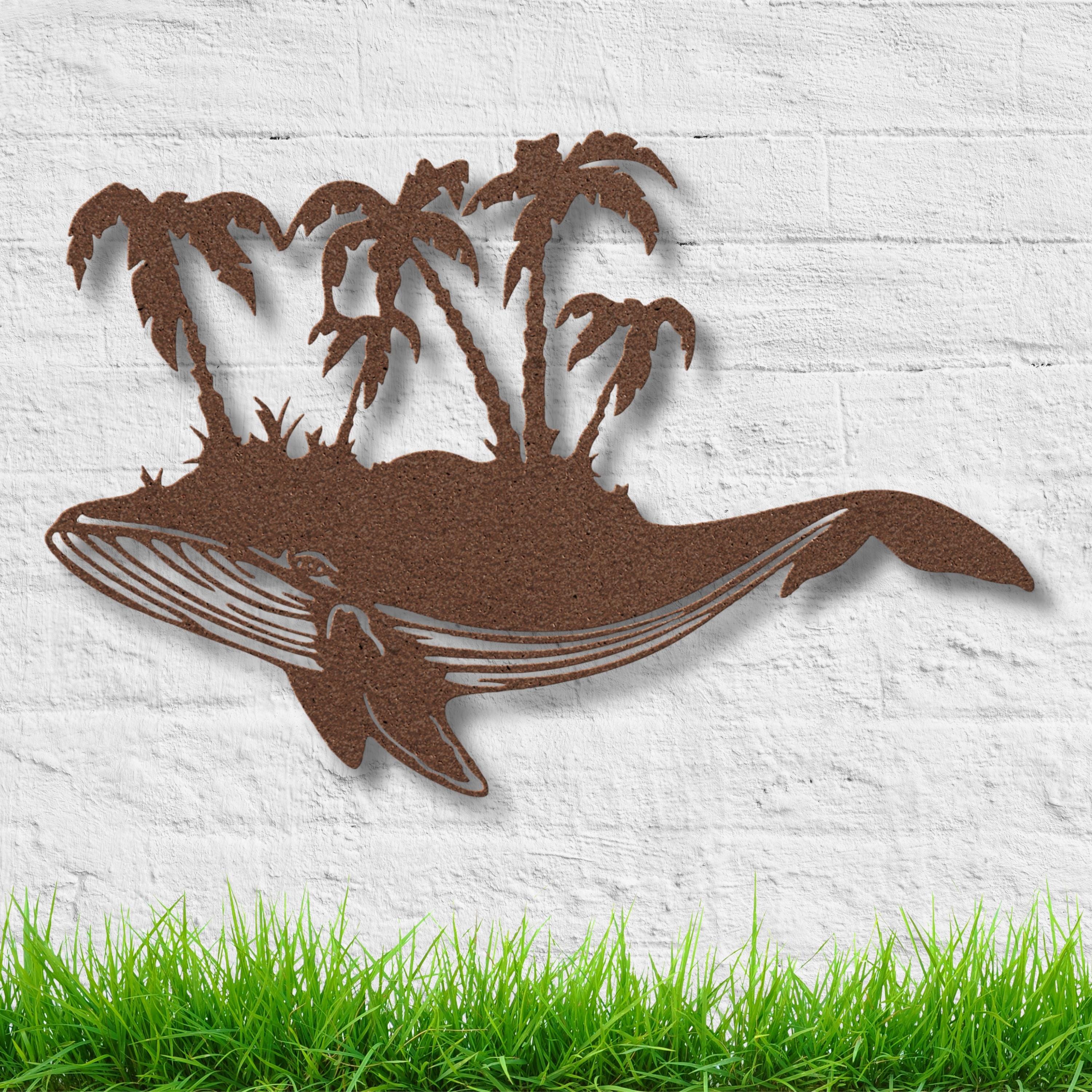 Whale Metal Wall Art - Tropical Island Decor | Coastal Ocean Life Sign
