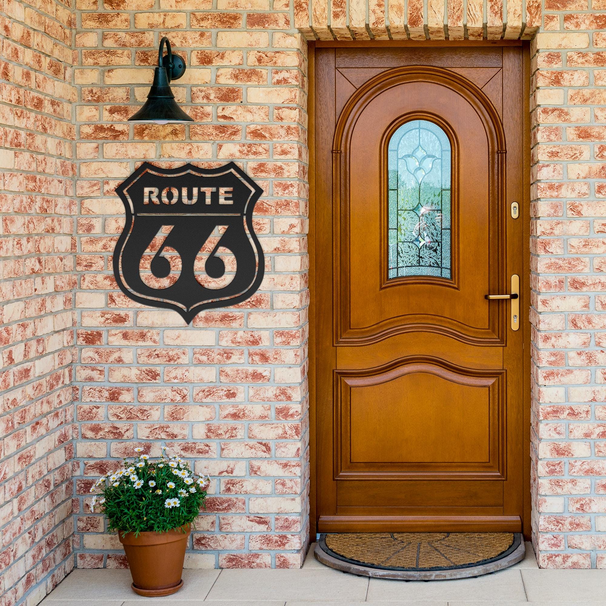Route 66 Metal Wall Art, Vintage Highway Die Cut Sign, Garage Decor, Americana Road Trip Gift