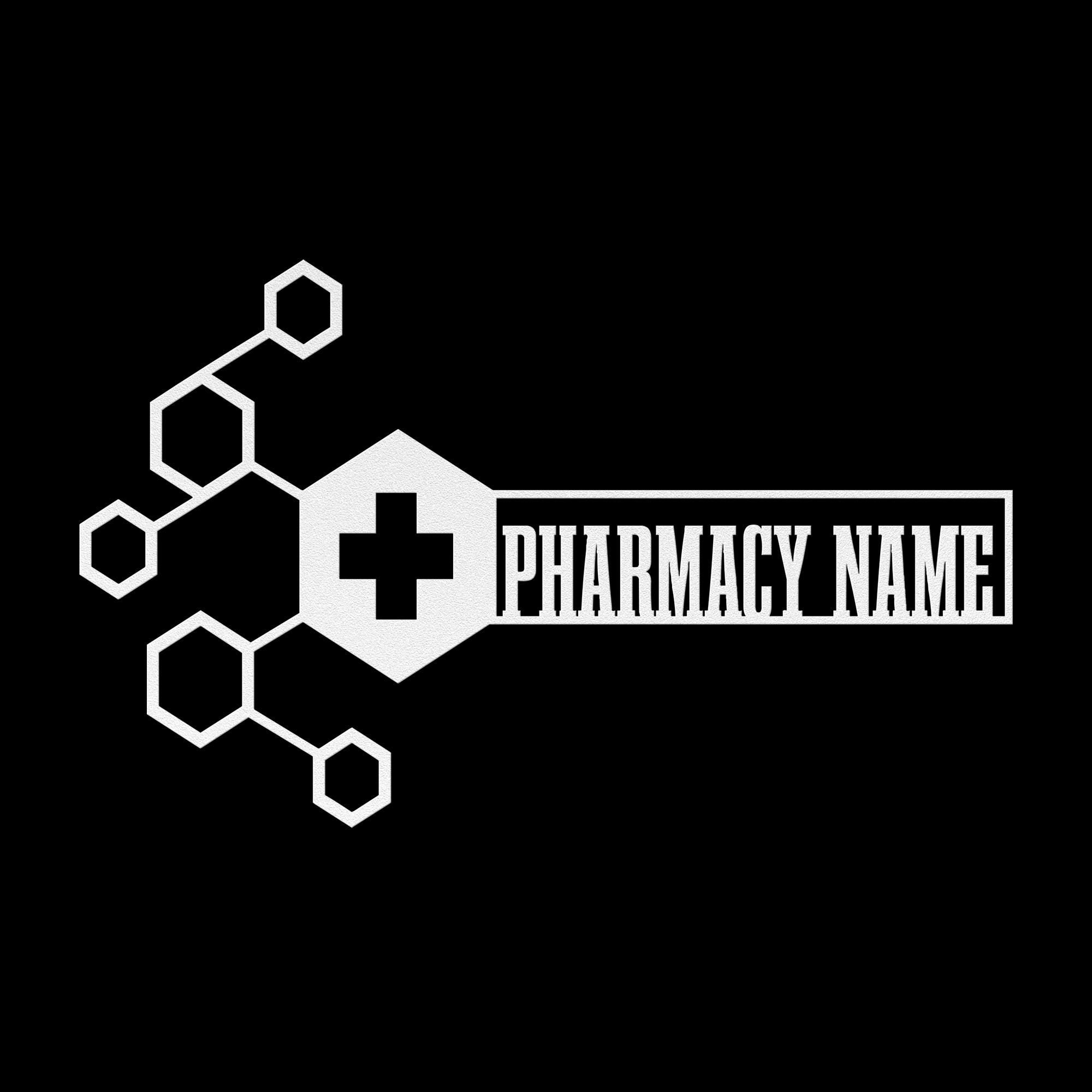 Custom Metal Pharmacy Logo Sign: Personalized Business Decor