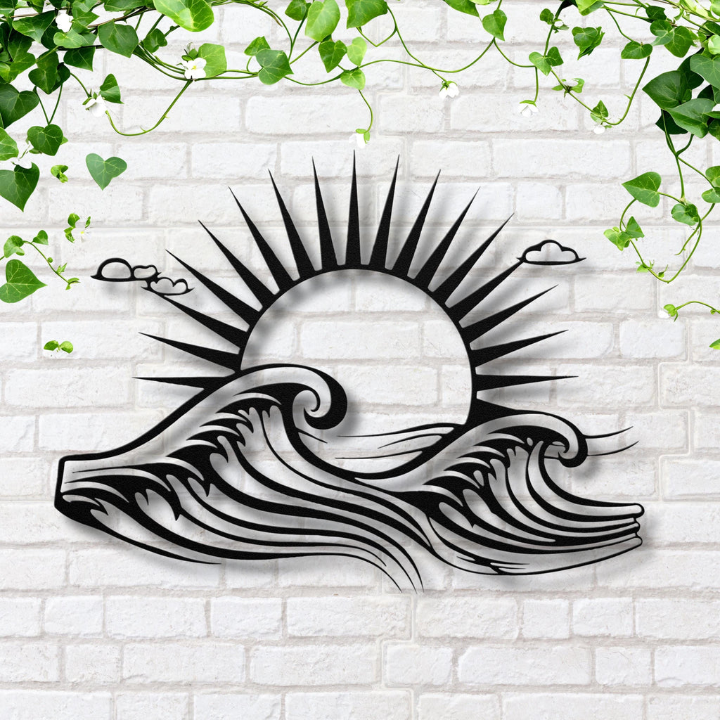 Ocean Waves Metal Sign - Custom Die Cut Metal Art for Beach House Decor