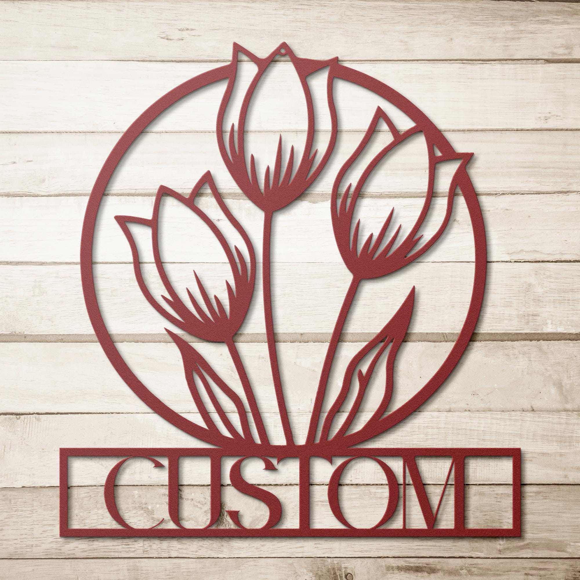 Custom Tulip Flower Metal Wall Art | Personalized Garden Sign