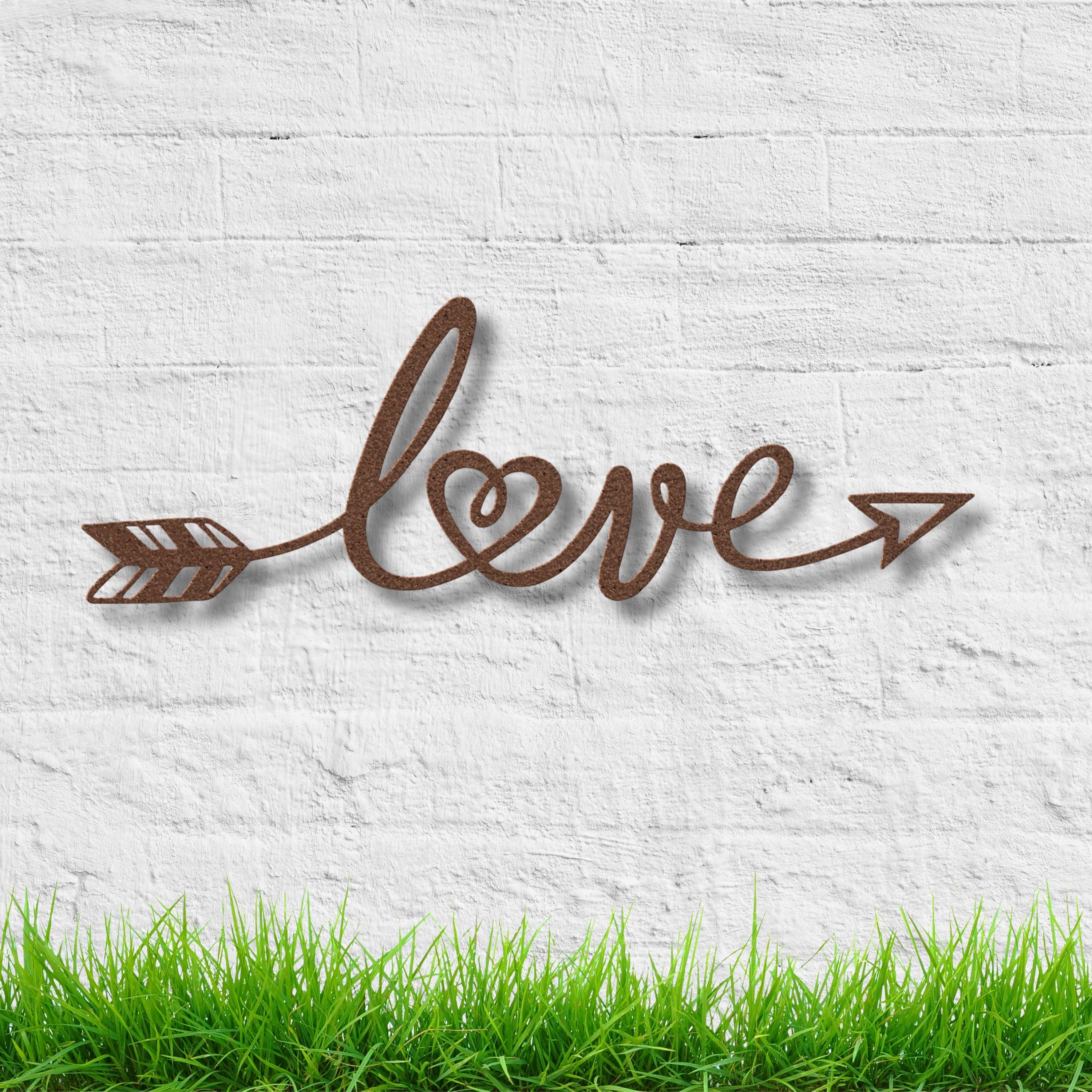 Love Arrow Metal Wall Art, Script Heart Sign, Romantic Bedroom Wall Decor