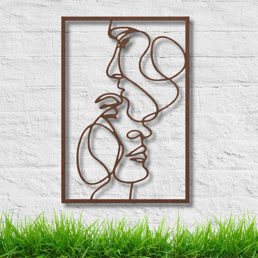 Romantic Metal Wall Art – Abstract Love Line Artwork | Anniversary Gift Decor