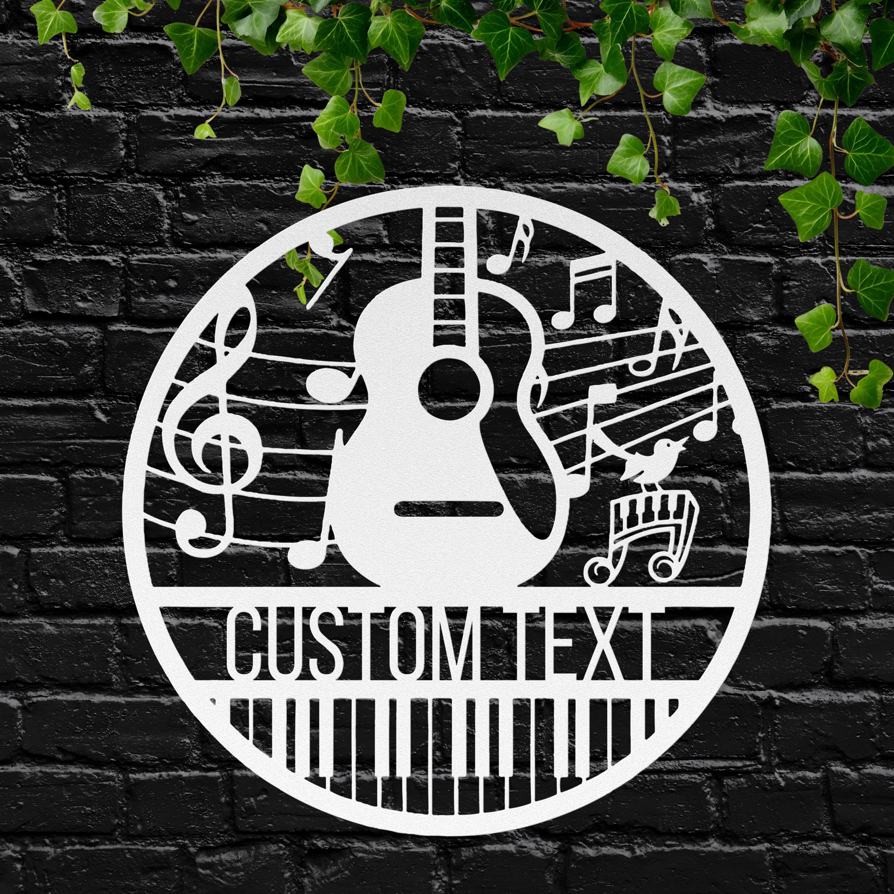 Custom Guitar Metal Sign | Personalized Music Lover Gift | Treble Clef Notes Piano Keyboard Wall Art