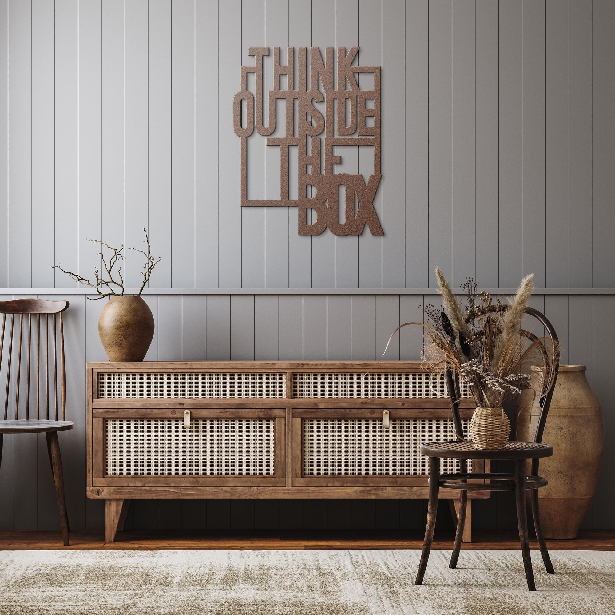 Motivational Metal Sign – Think Outside Box Decor | Durable Steel Office Wall Art