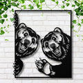 Smiling Bears Metal Wall Art, Playful Grizzly Sign, Wildlife Cabin Decor, Happy Animal Gift