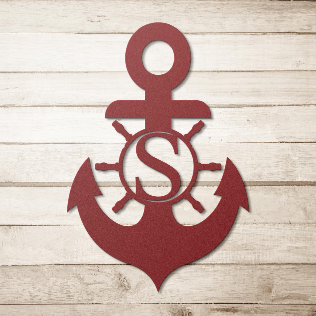 Personalized Metal Anchor Sign, Coastal Outdoor Decor