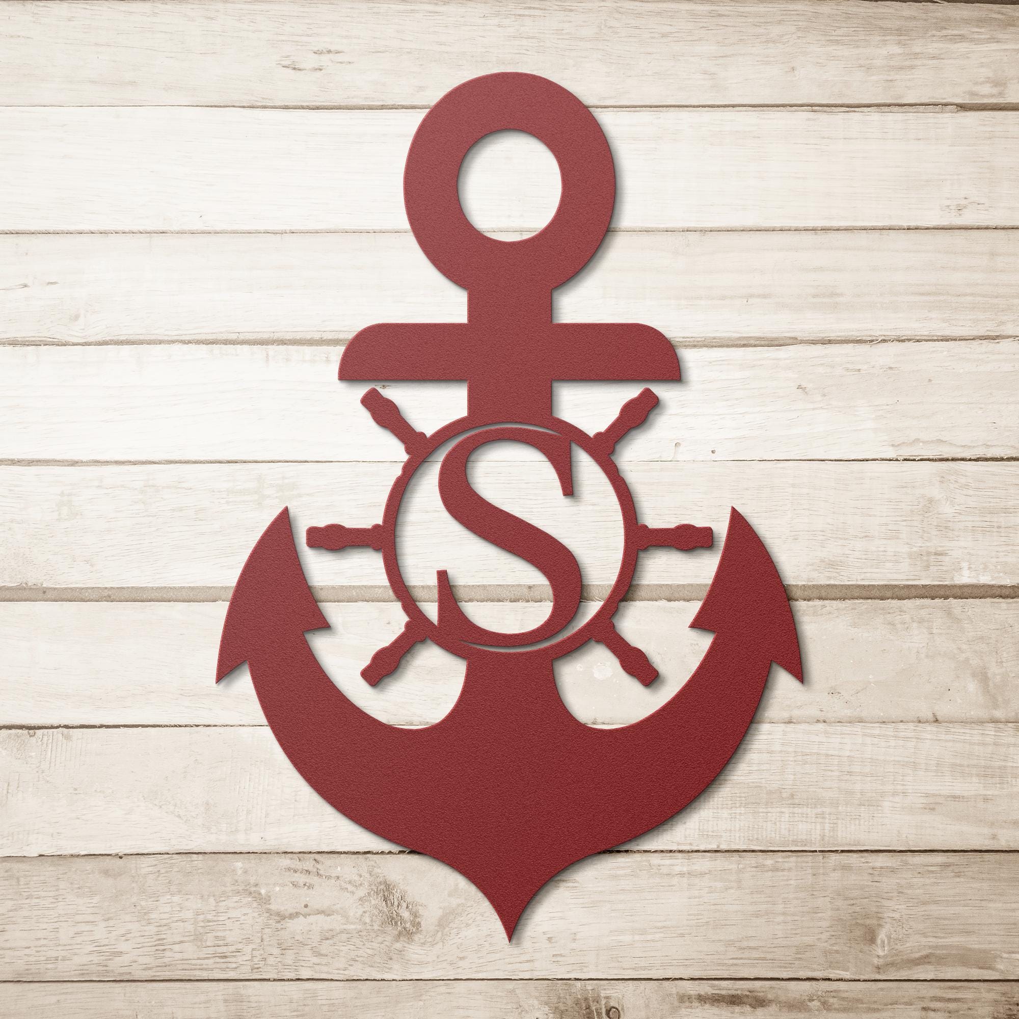 Personalized Metal Anchor Sign, Coastal Outdoor Decor
