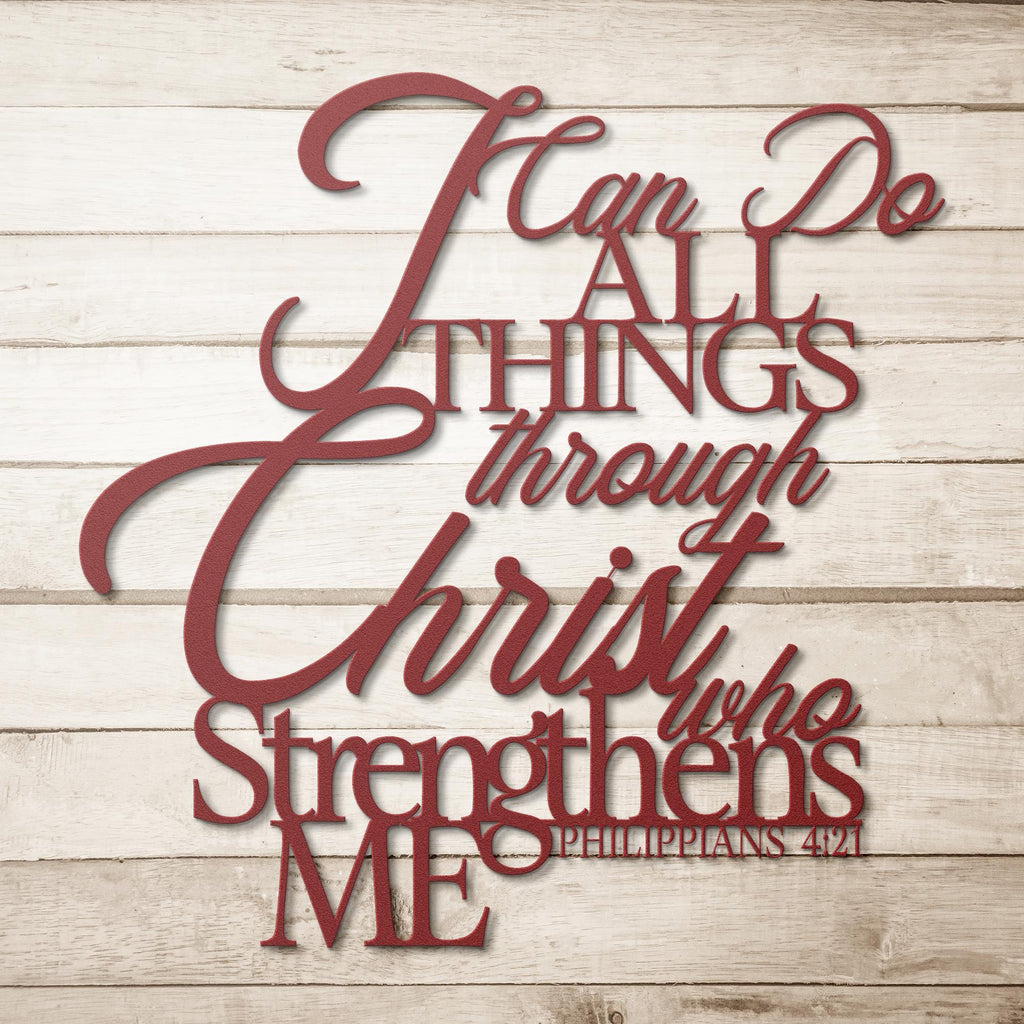 Philippians 4:13 Metal Sign, Christian Scripture Wall Art