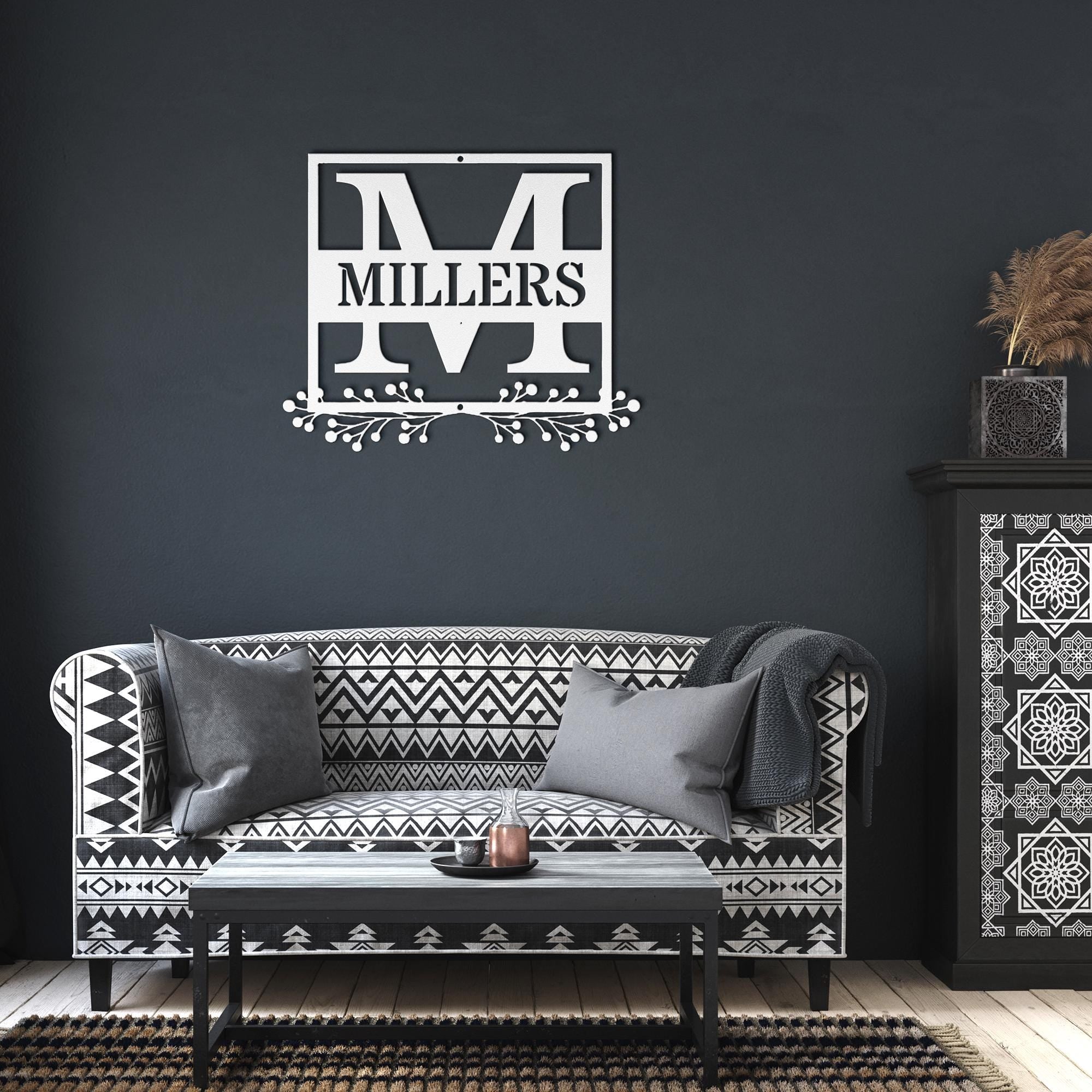 Personalized Metal Sign - Custom Split Letter Monogram | Family Name Plaque