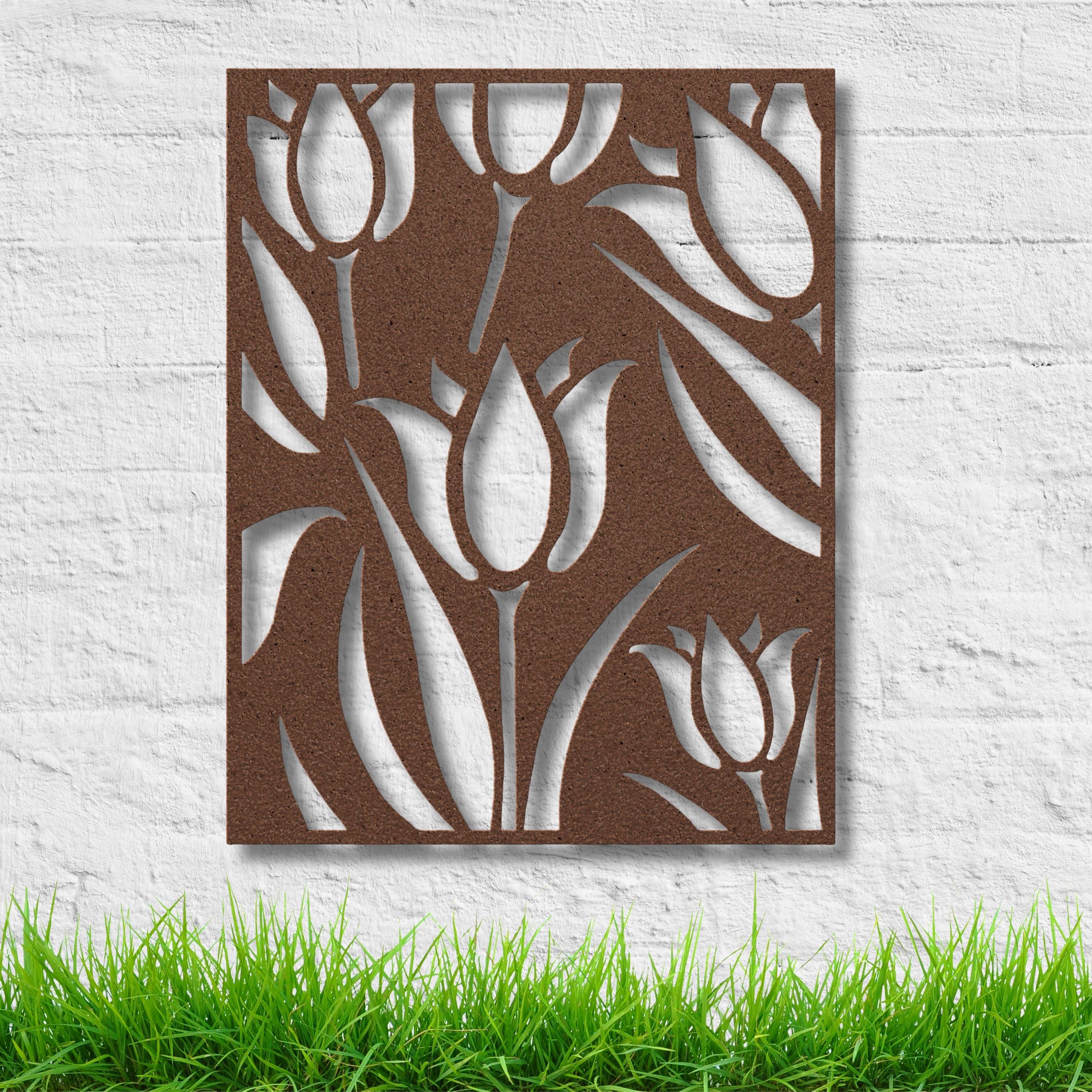 Modern Tulip Metal Sign | Floral Die-Cut Wall Art | Vertical Panel Screen | Nature Inspired Decor | Elegant Botanical Laser Cut