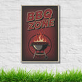 Retro BBQ Zone Metal Sign, Grilling Wall Art, Man Cave Decor, Backyard Patio Sign, Grill