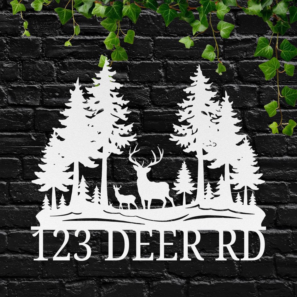 Custom Deer Metal Sign - Personalized House Number Plaque | Rustic Cabin Decor
