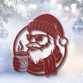 Cool Santa in Sunglasses Metal Wall Art | Die-Cut Christmas Holiday Sign | Modern Funny Winter Cabin Decor